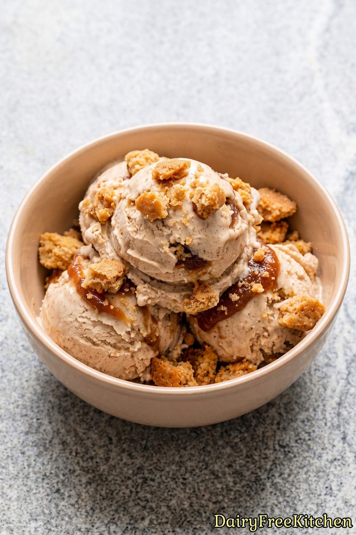 Creamy dairy free apple cider donut ice cream