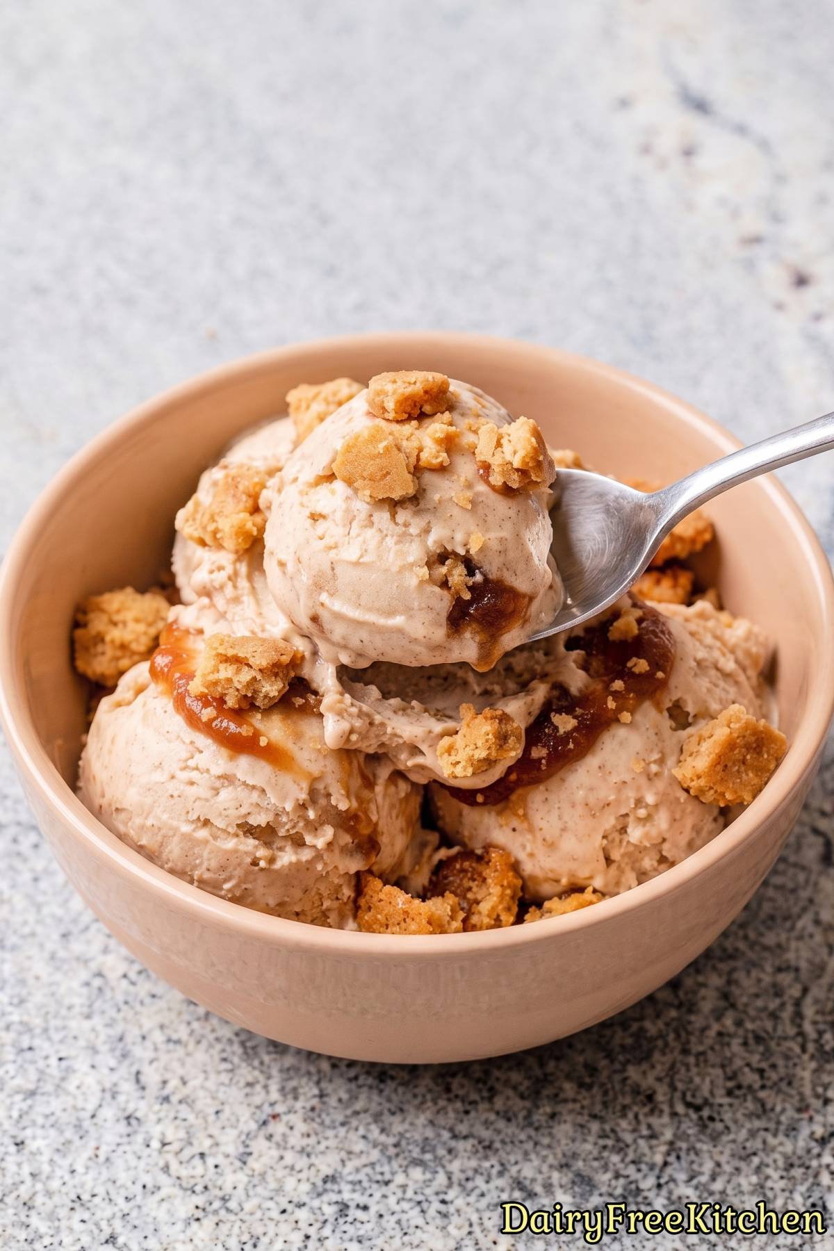Dairy free apple cider donut ice cream bowl