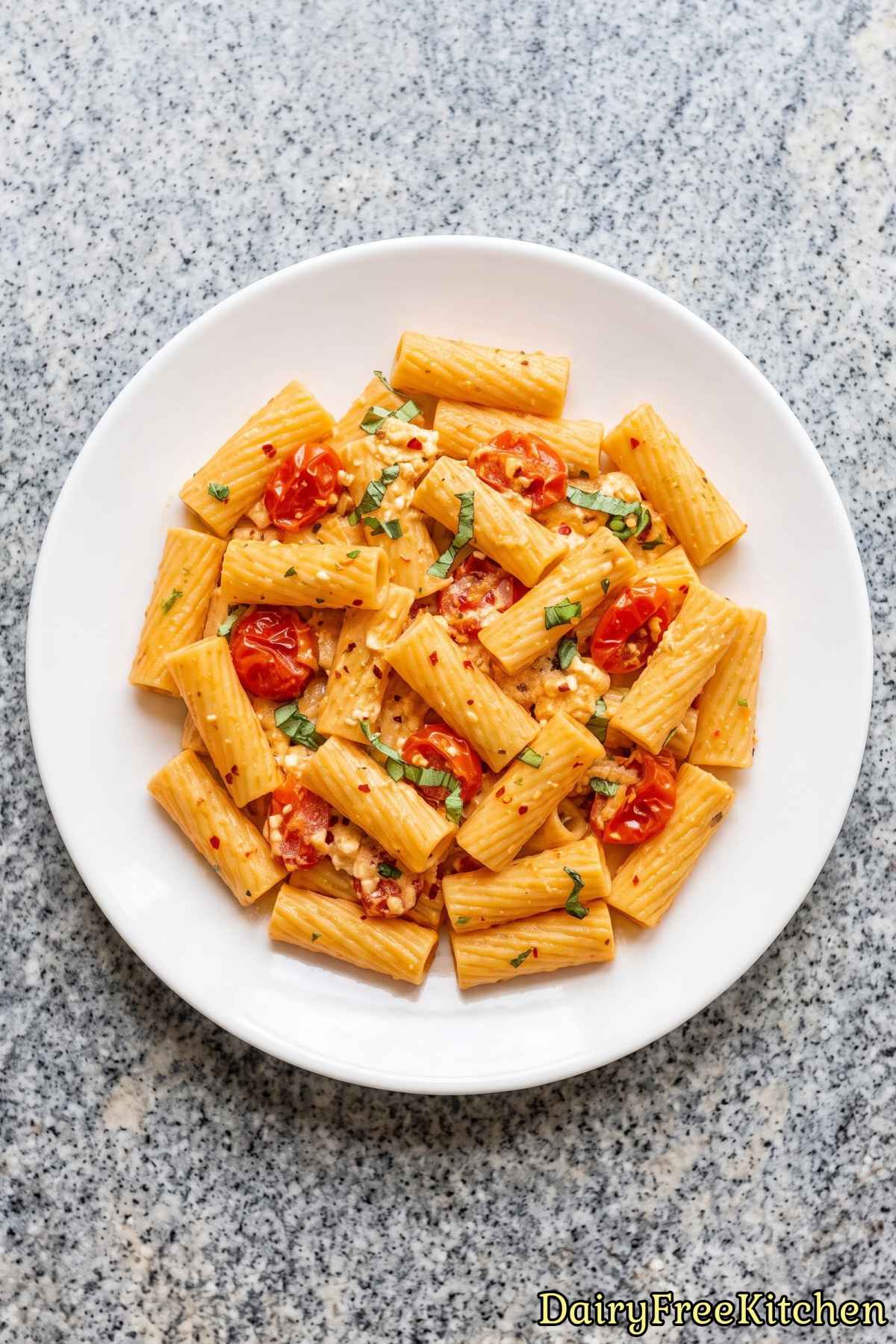 Homemade dairy free baked feta pasta sauce