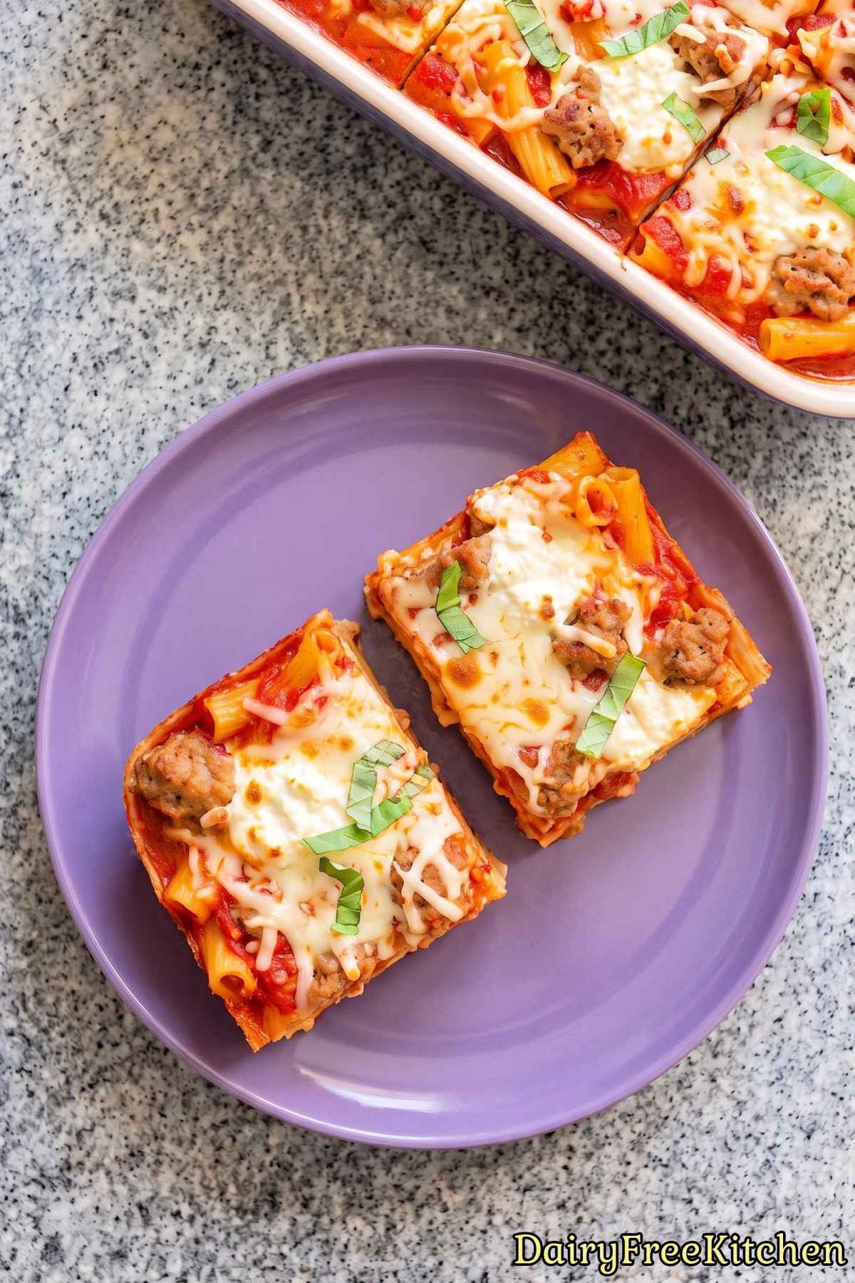 Fresh baked ziti without dairy