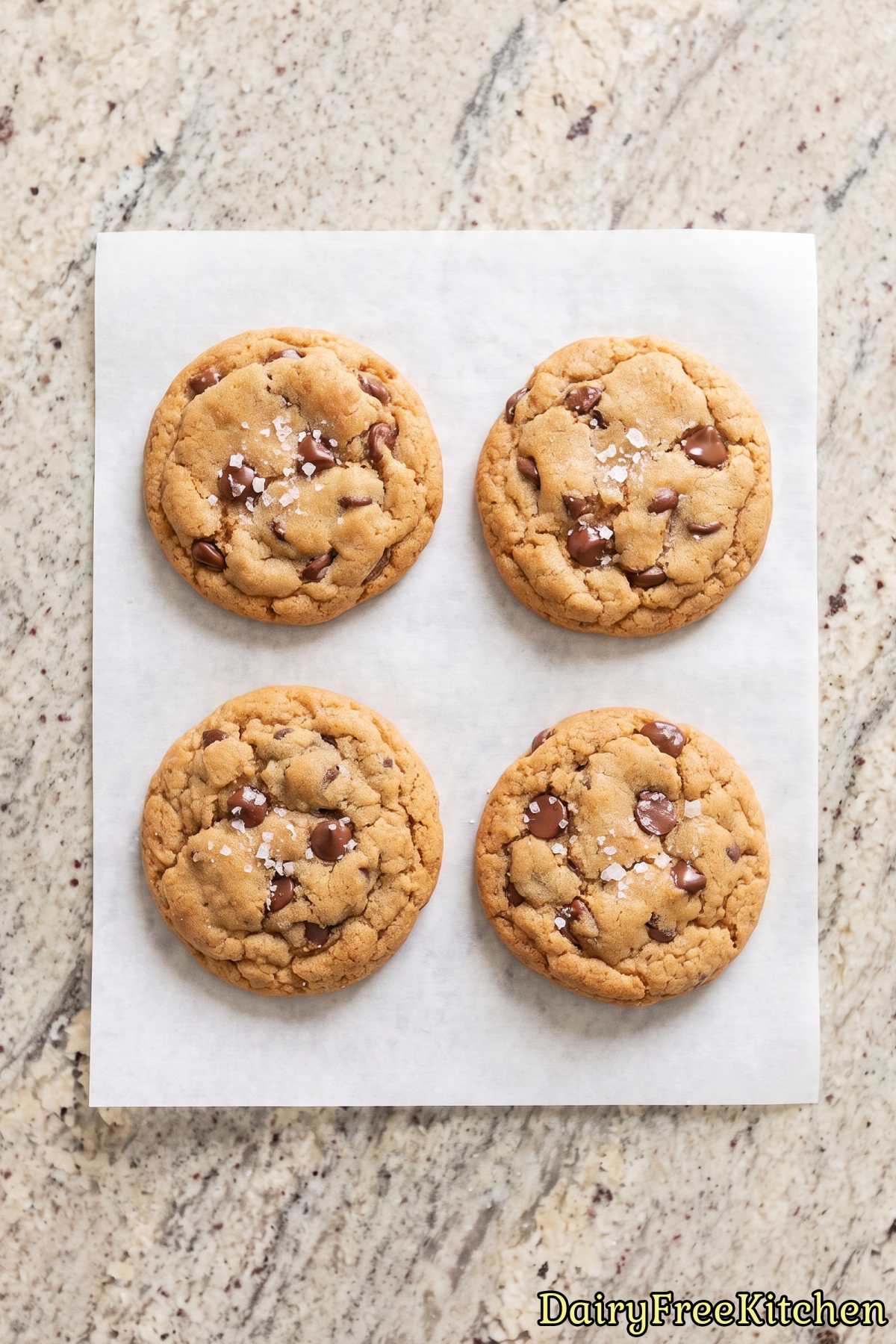 Golden thick dairy free chocolate chip cookies