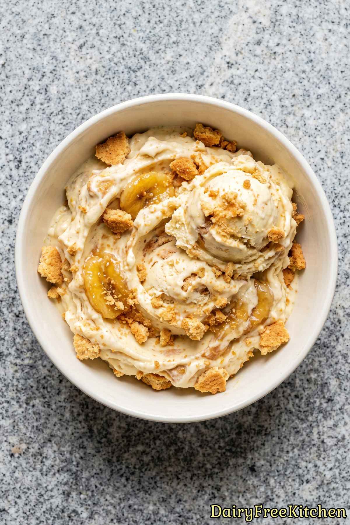 Sweet dairy free banana cream pie ice cream
