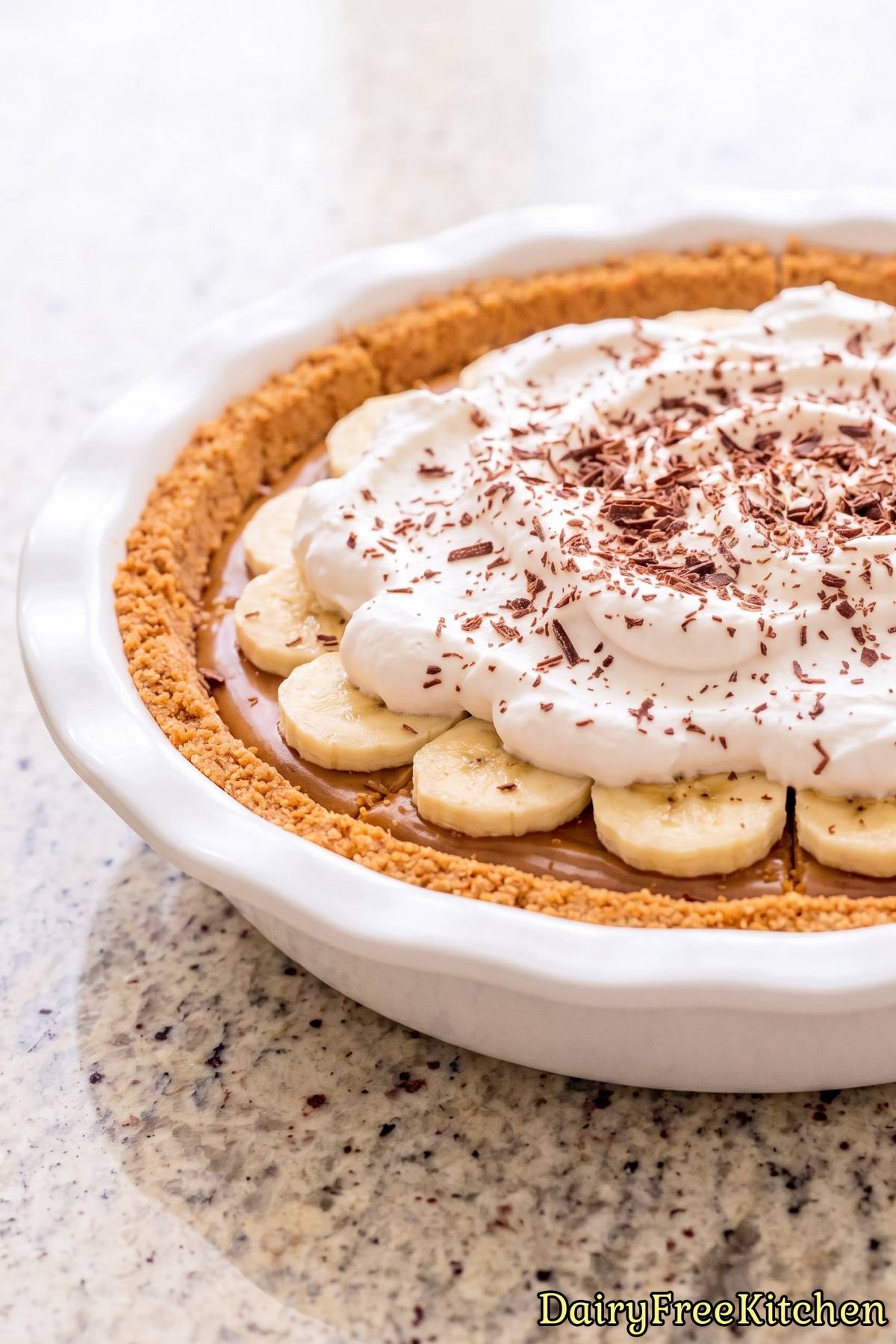 Easy homemade dairy free banoffee pie.