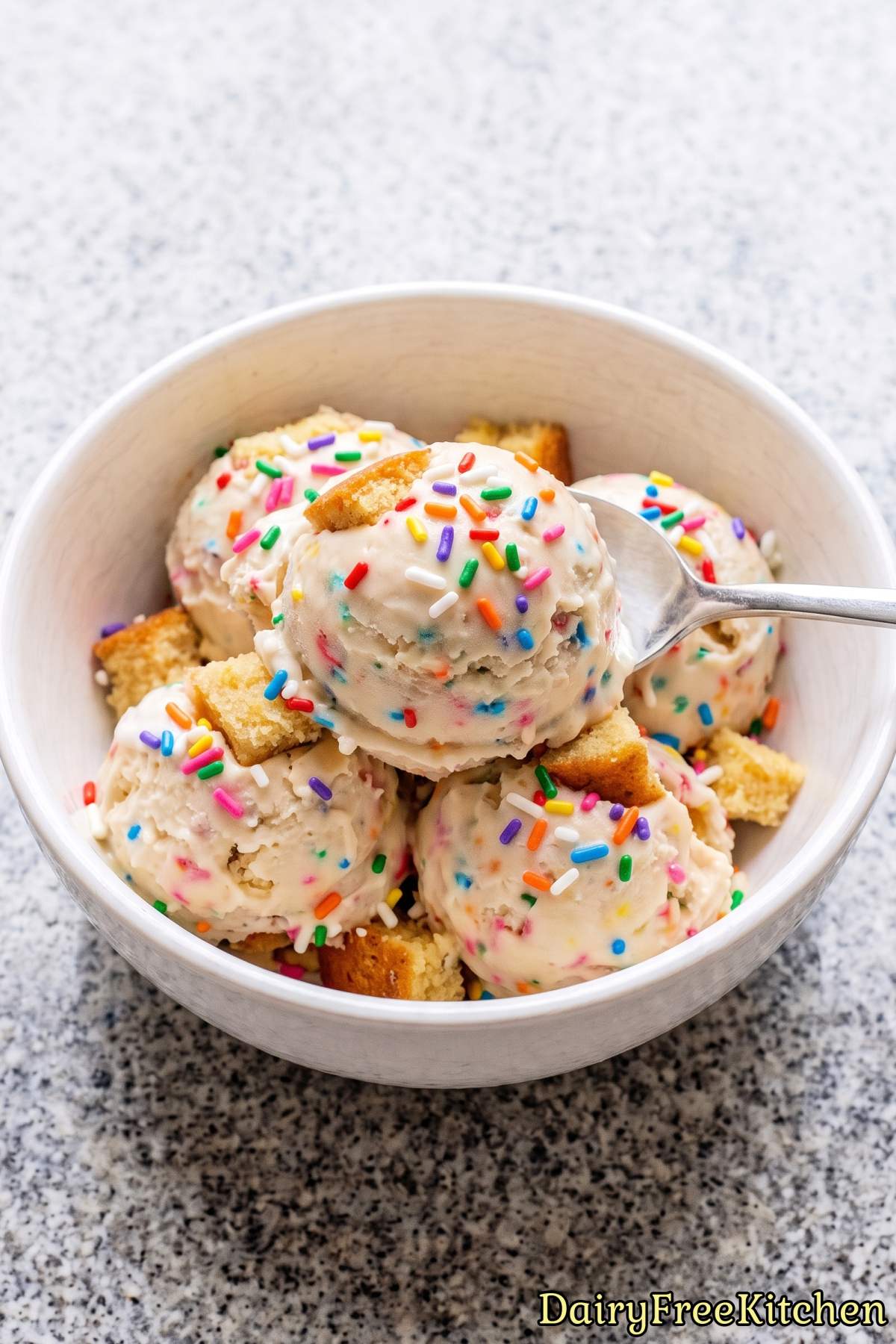 Dairy free birthday cake ice cream scoop