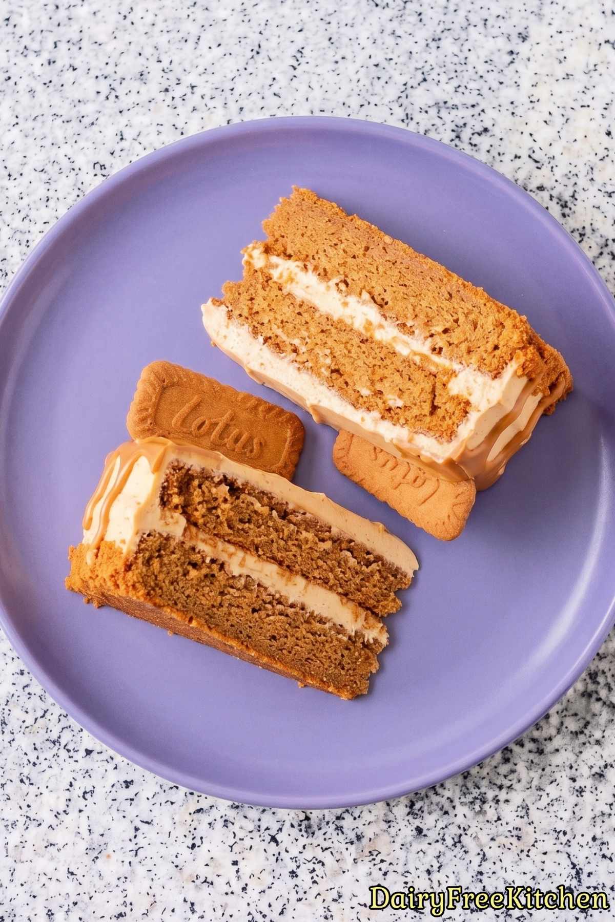 Spiced dairy free Biscoff drip cake
