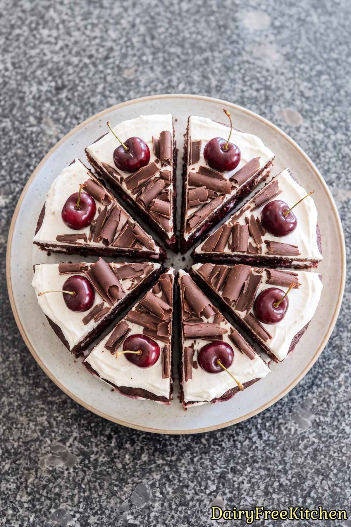 Simple homemade dairy free black forest cake.