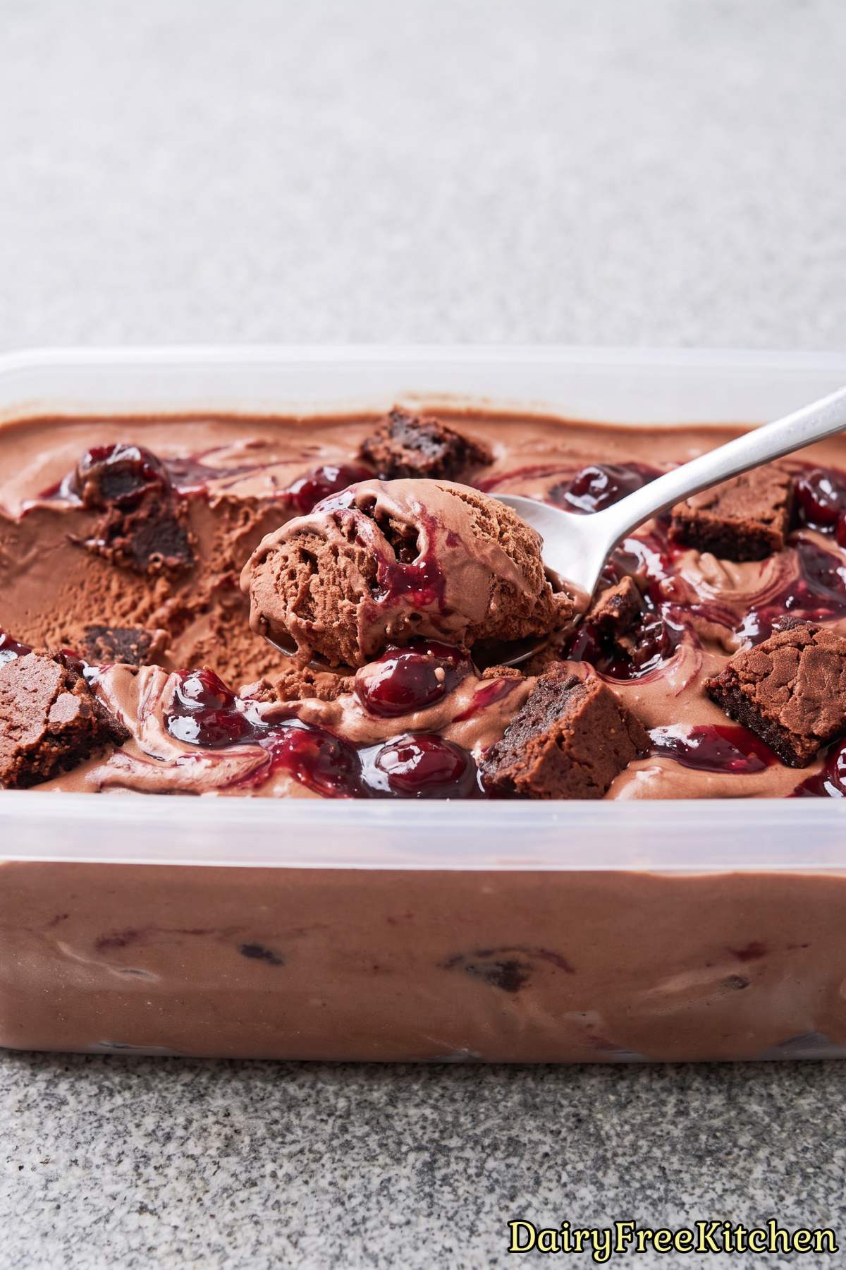 Creamy dairy free black forest ice cream