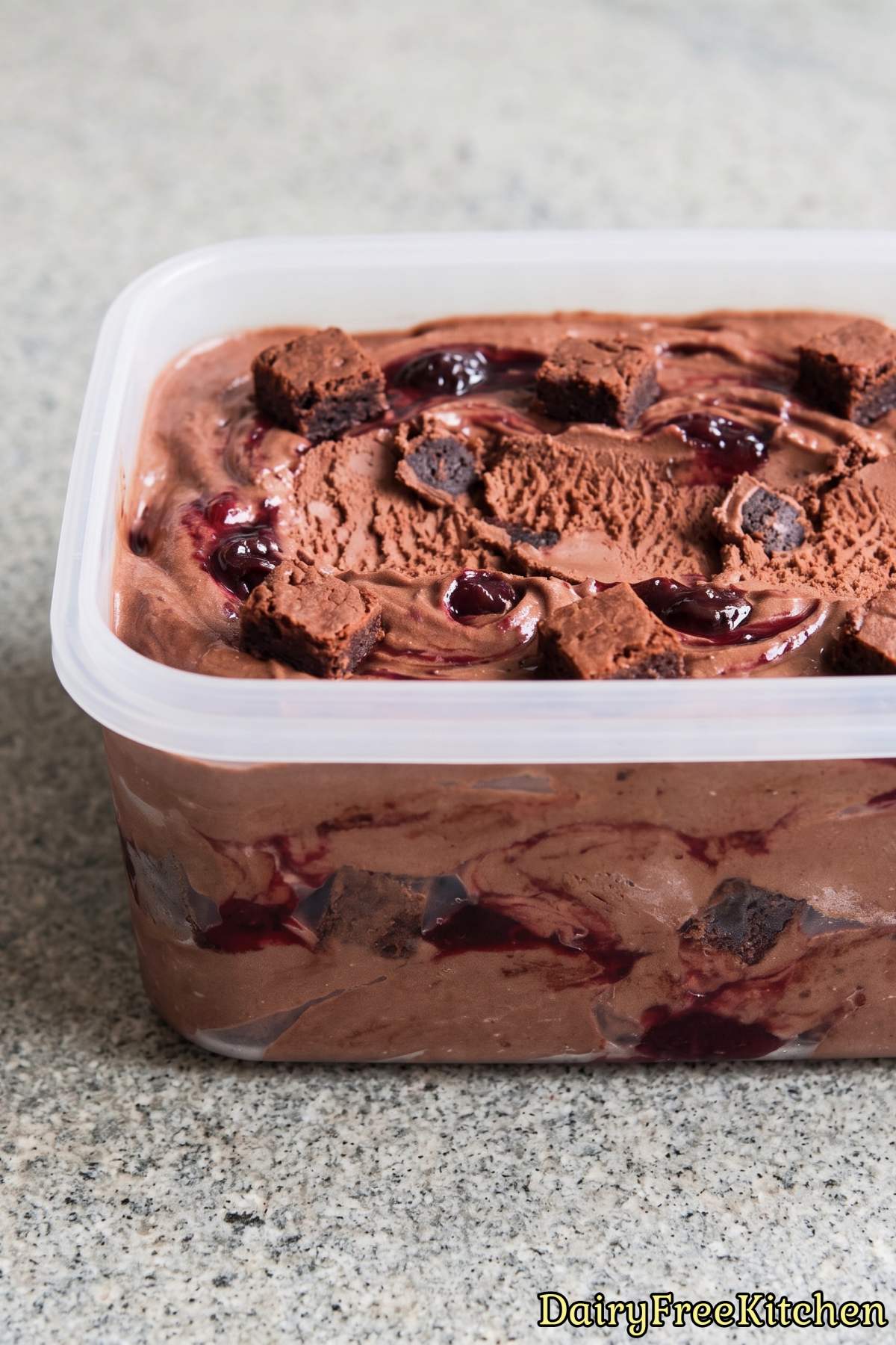 Fresh dairy free black forest ice cream bowl