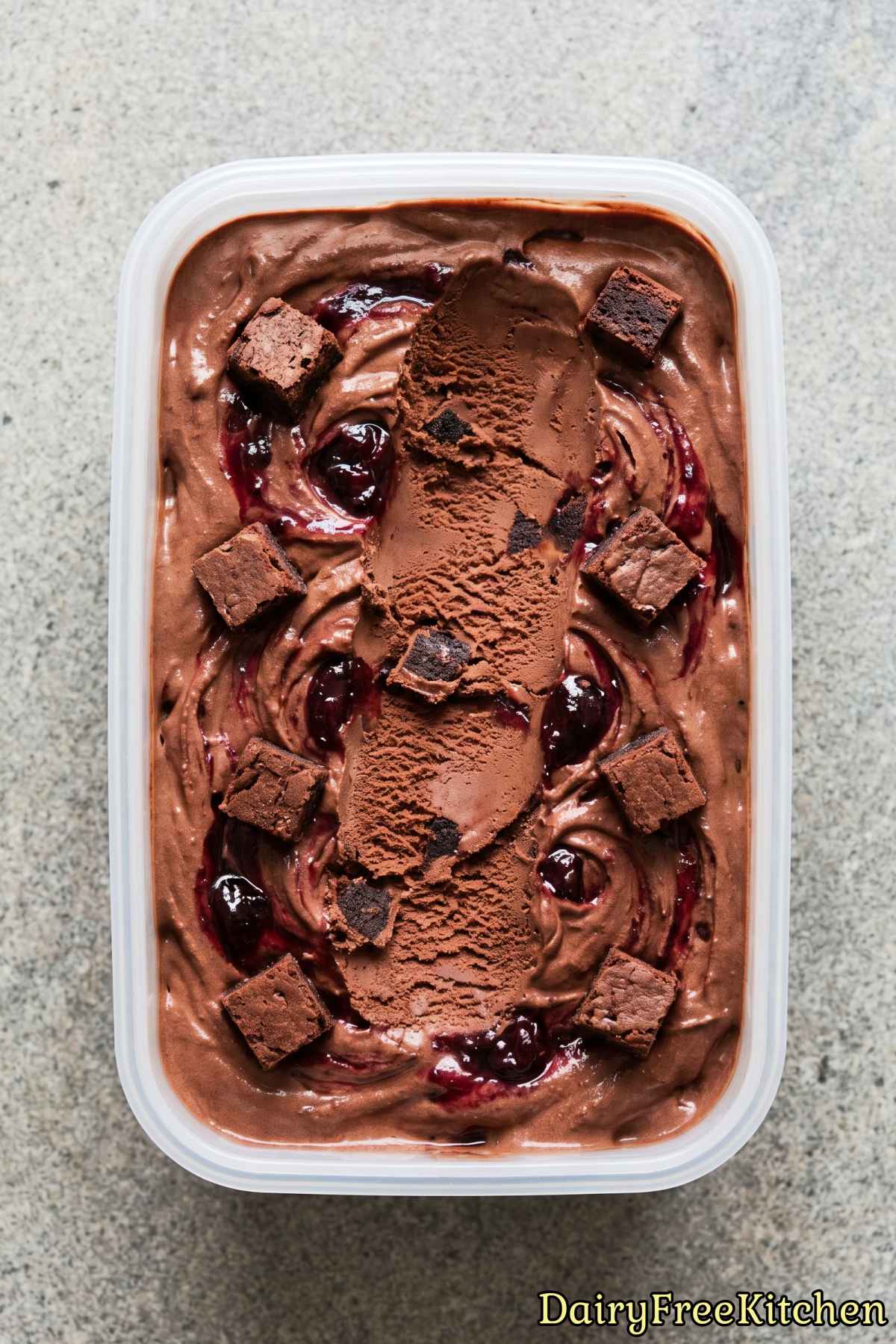 Chilled dairy free black forest dessert
