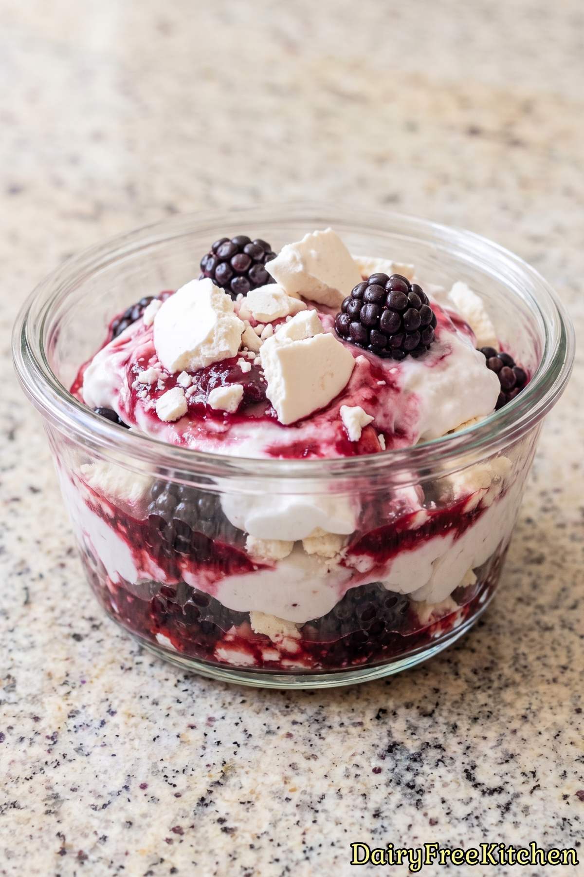 Blackberry Eton mess with meringue