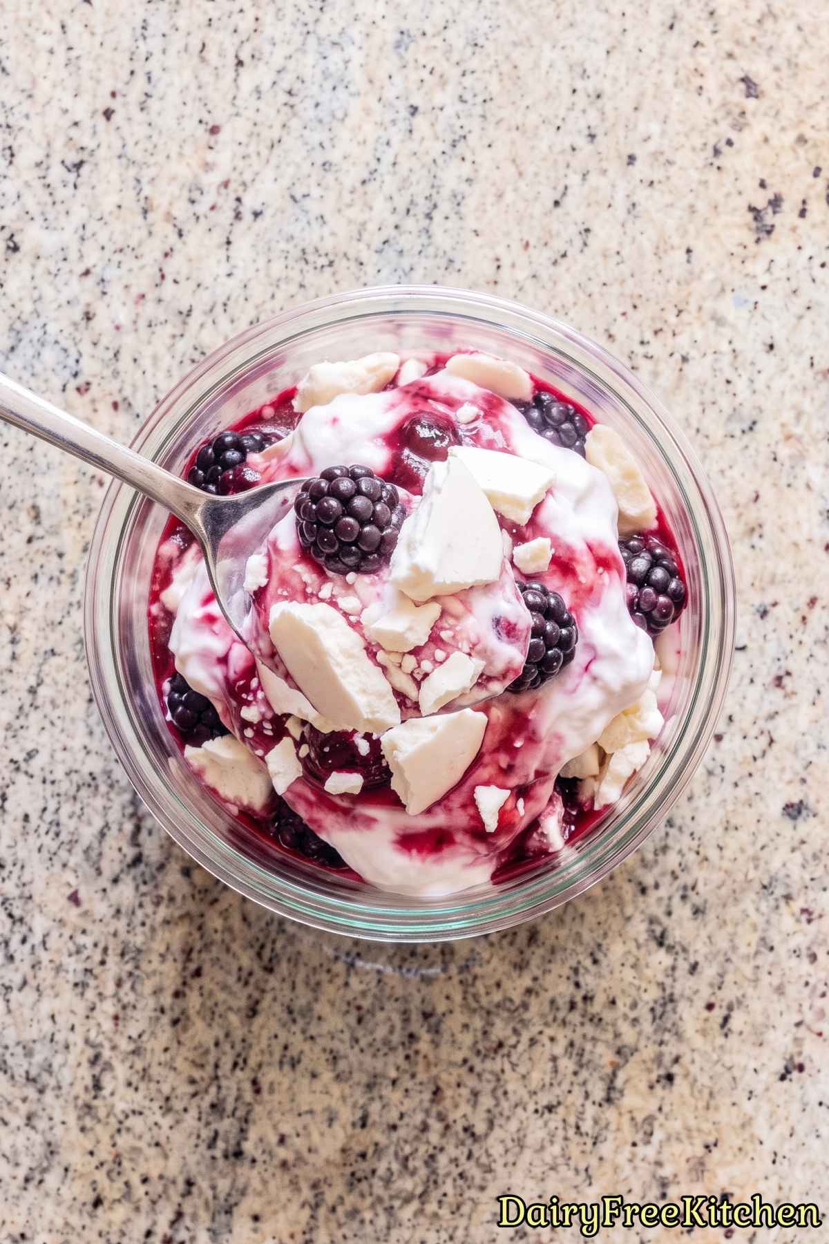 Light dairy free berry Eton mess