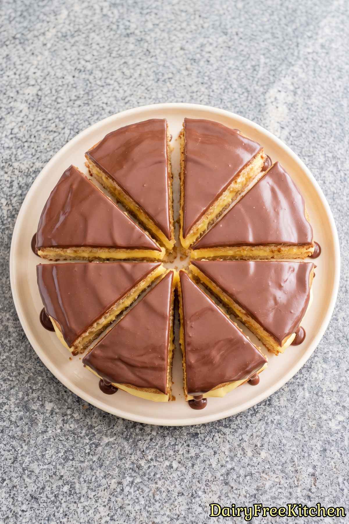 Classic dairy free Boston cream pie recipe