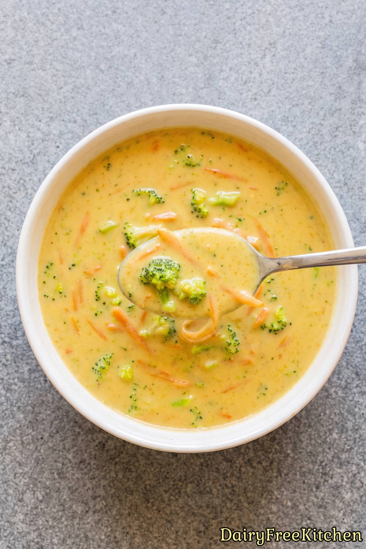 Homemade dairy free broccoli cheddar soup