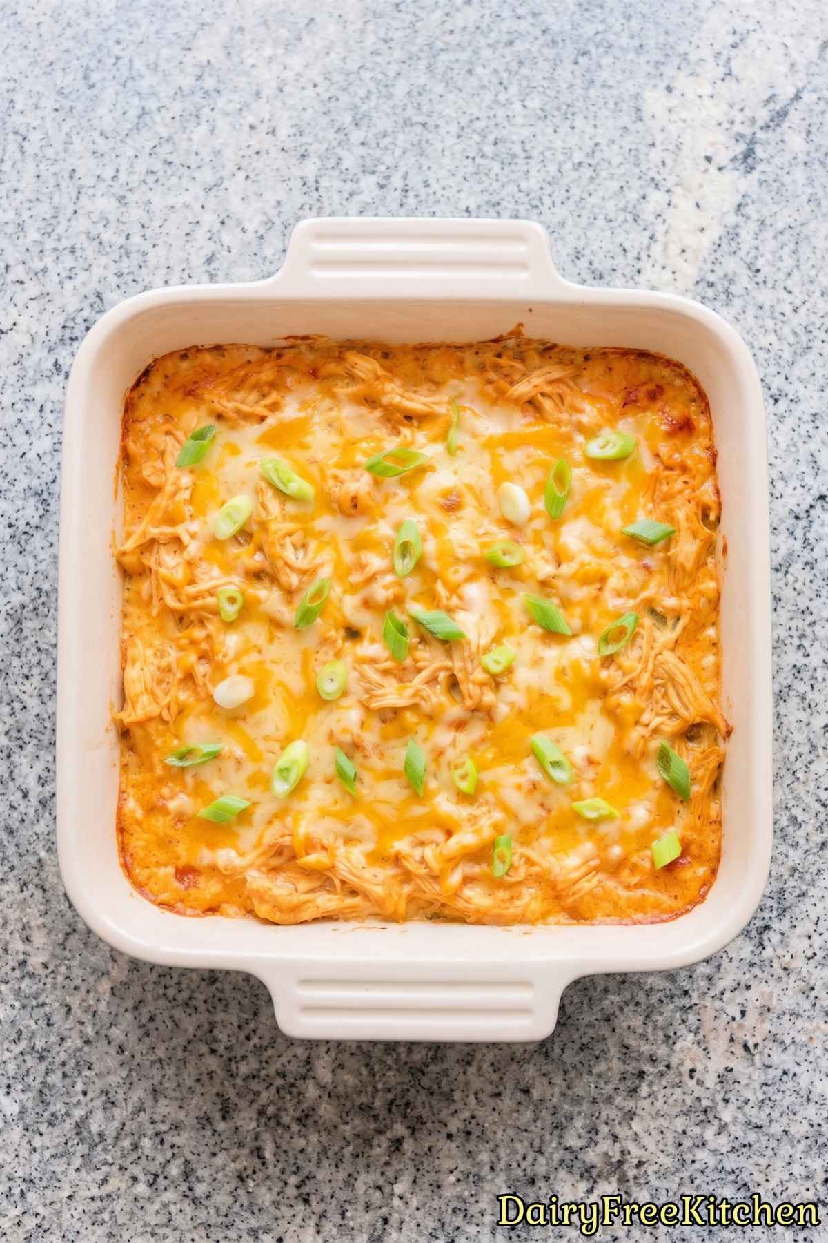 Dairy free buffalo chicken dip with celery