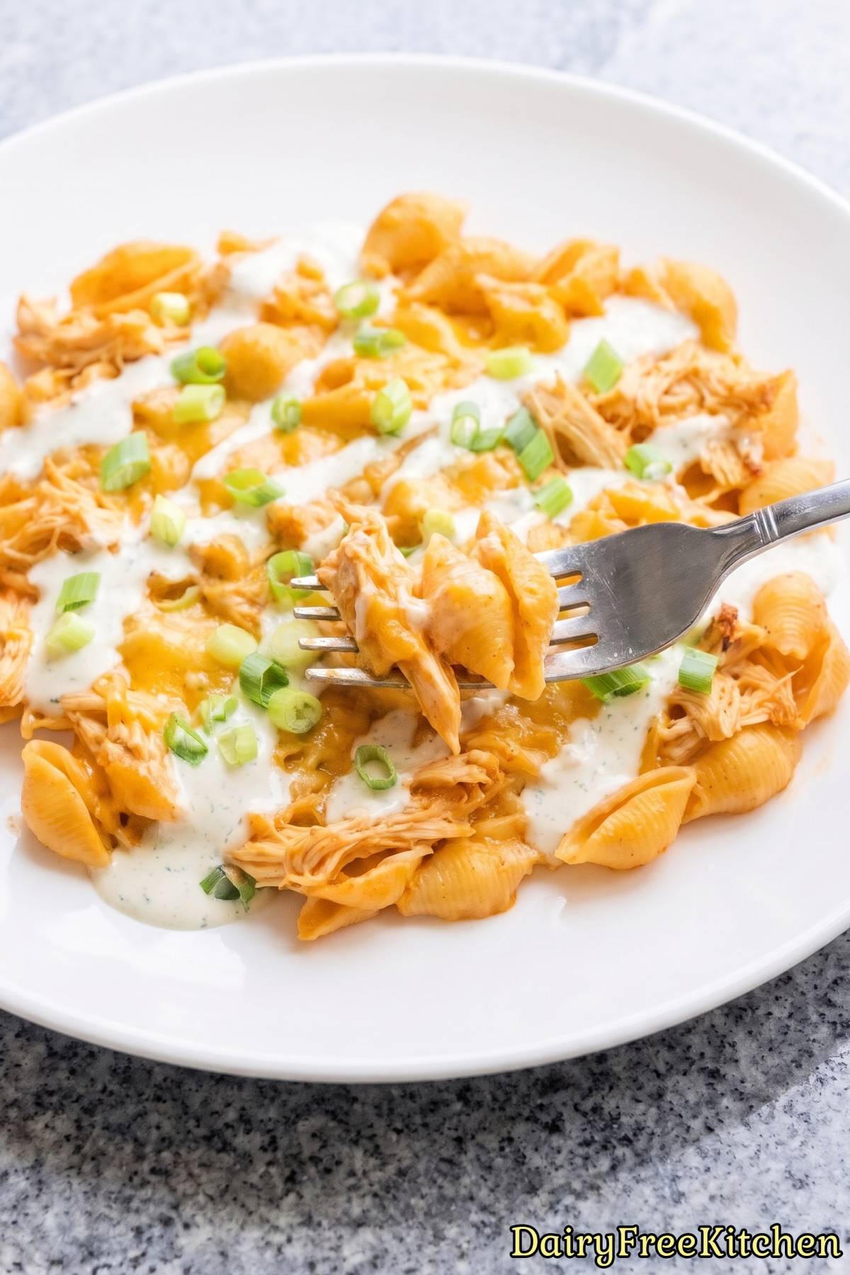Easy dairy free buffalo chicken pasta