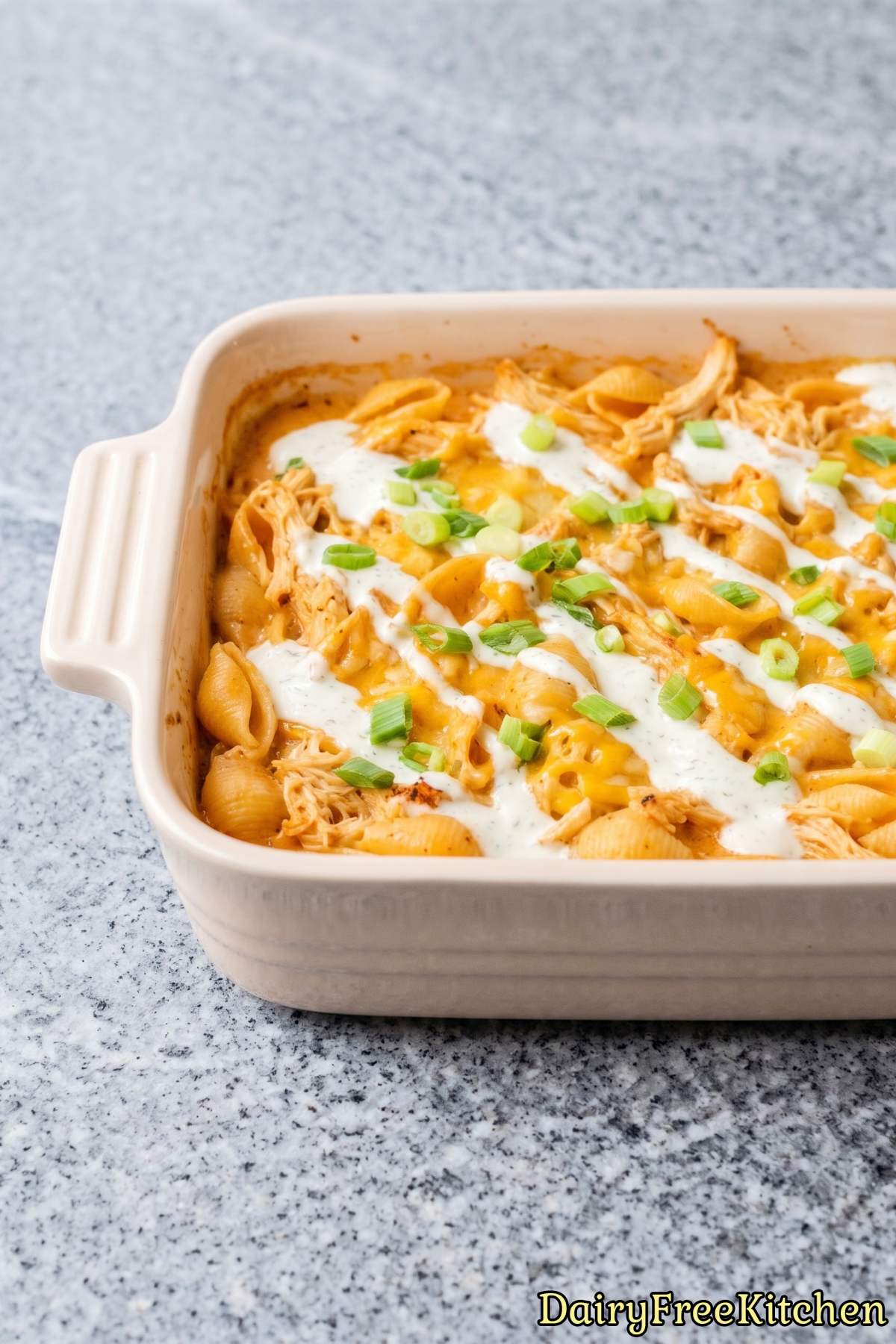 Baked dairy free buffalo chicken casserole