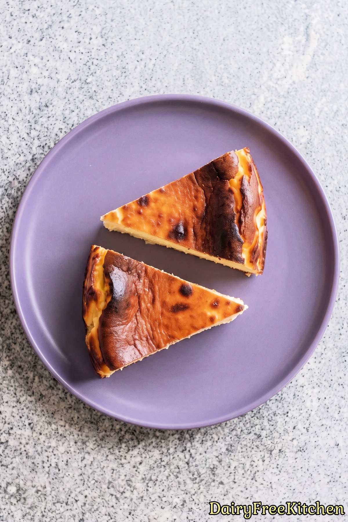 Golden dairy free Basque style cheesecake