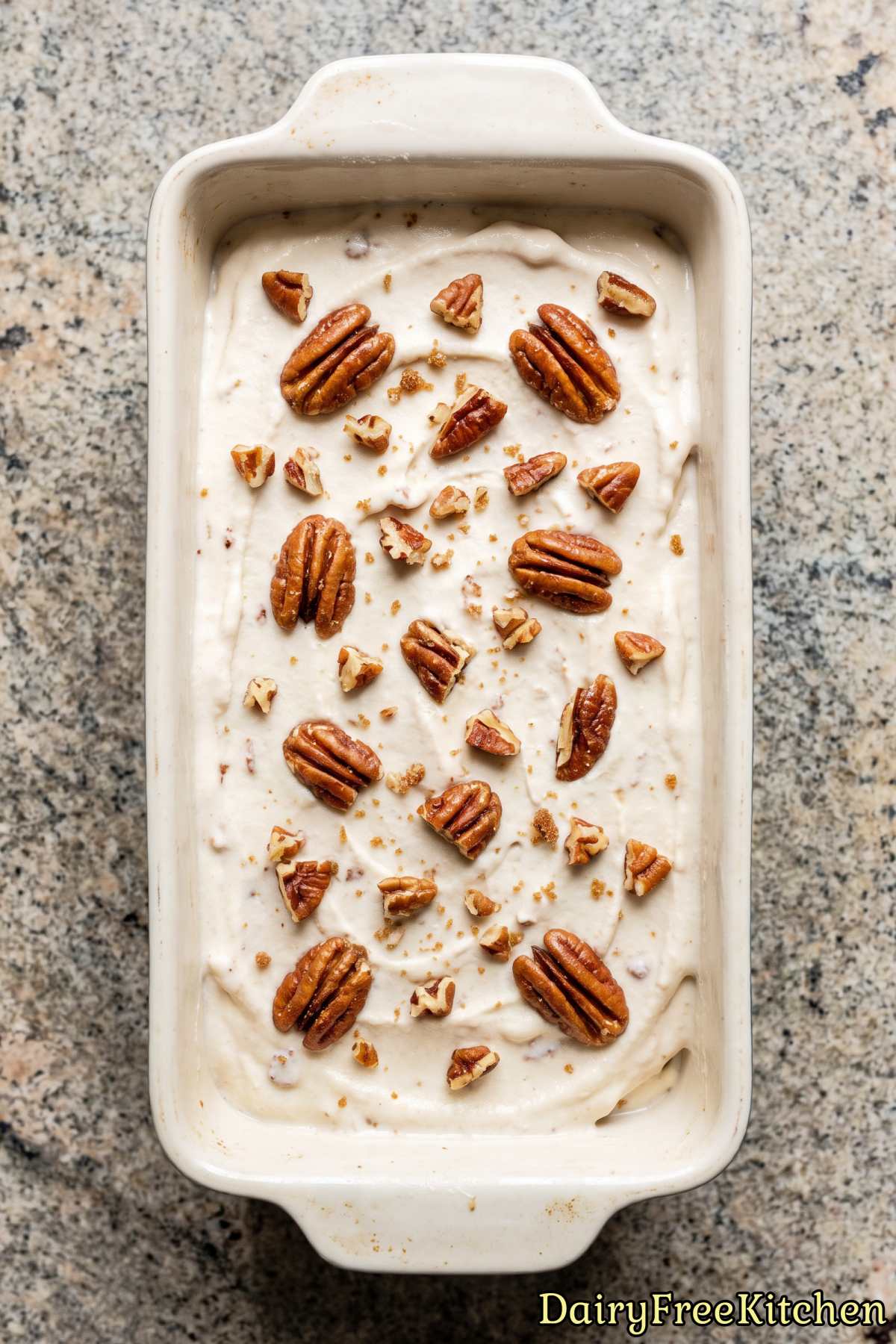Easy plant based butter pecan ice cream.