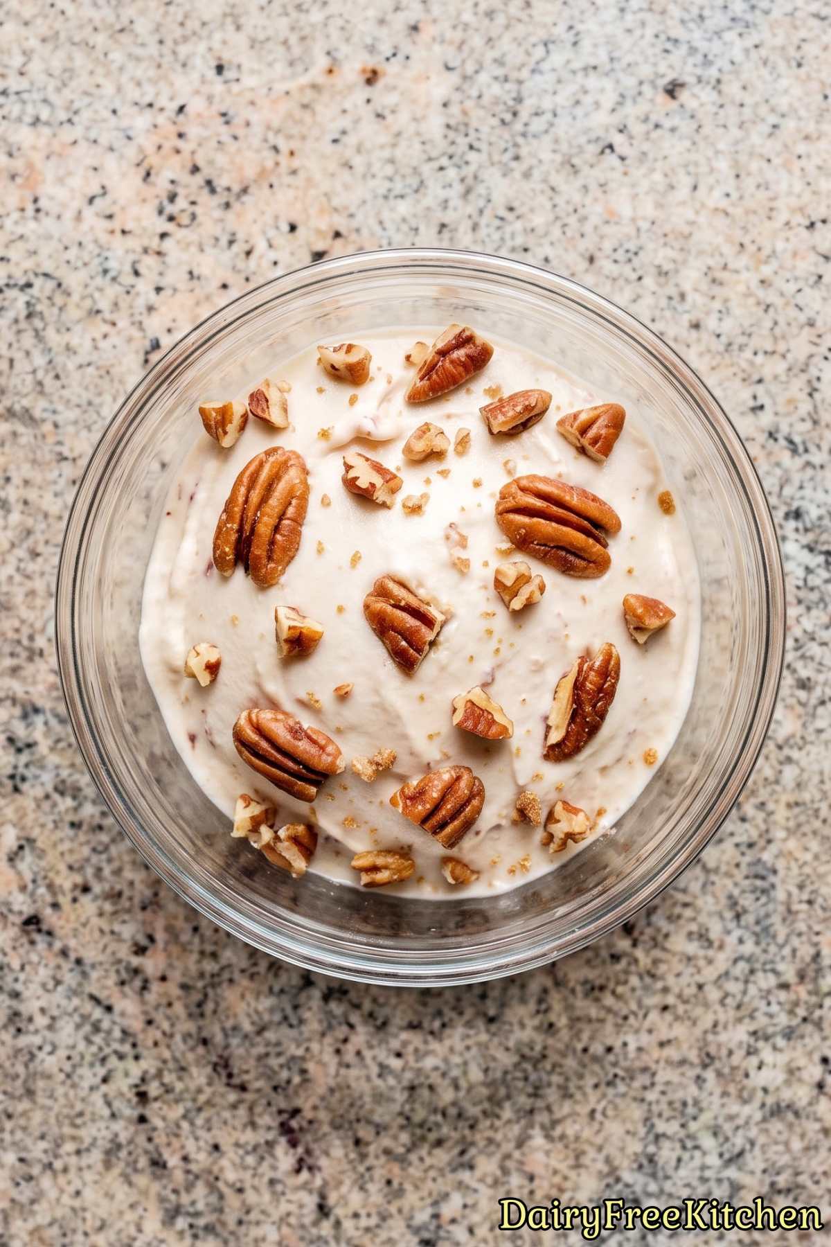 Tasty vegan butter pecan ice cream treat.