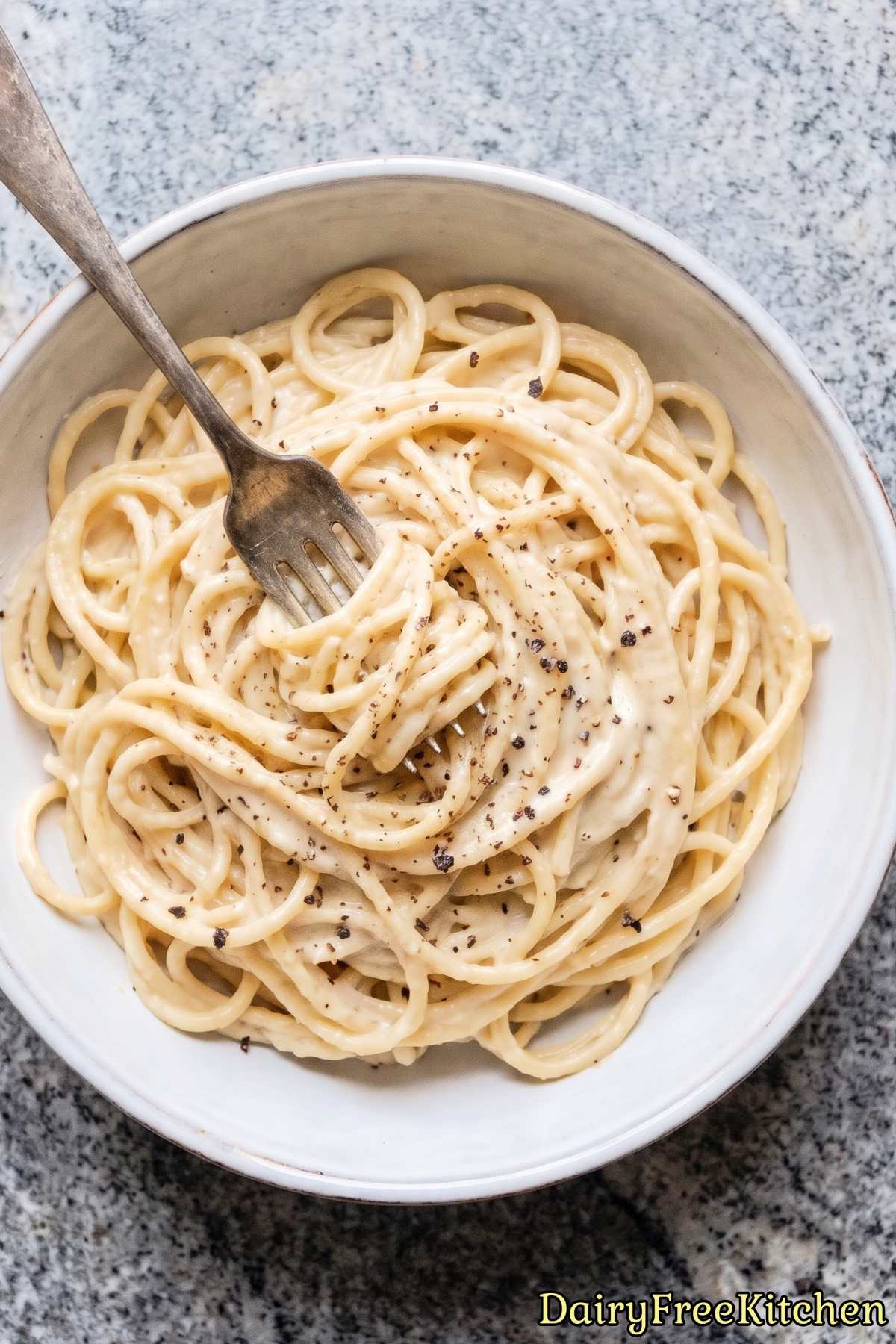 Rich and creamy dairy free cacio e pepe