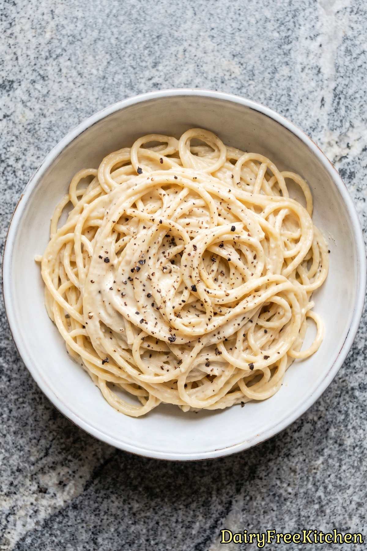 Creamy dairy free cacio e pepe pasta