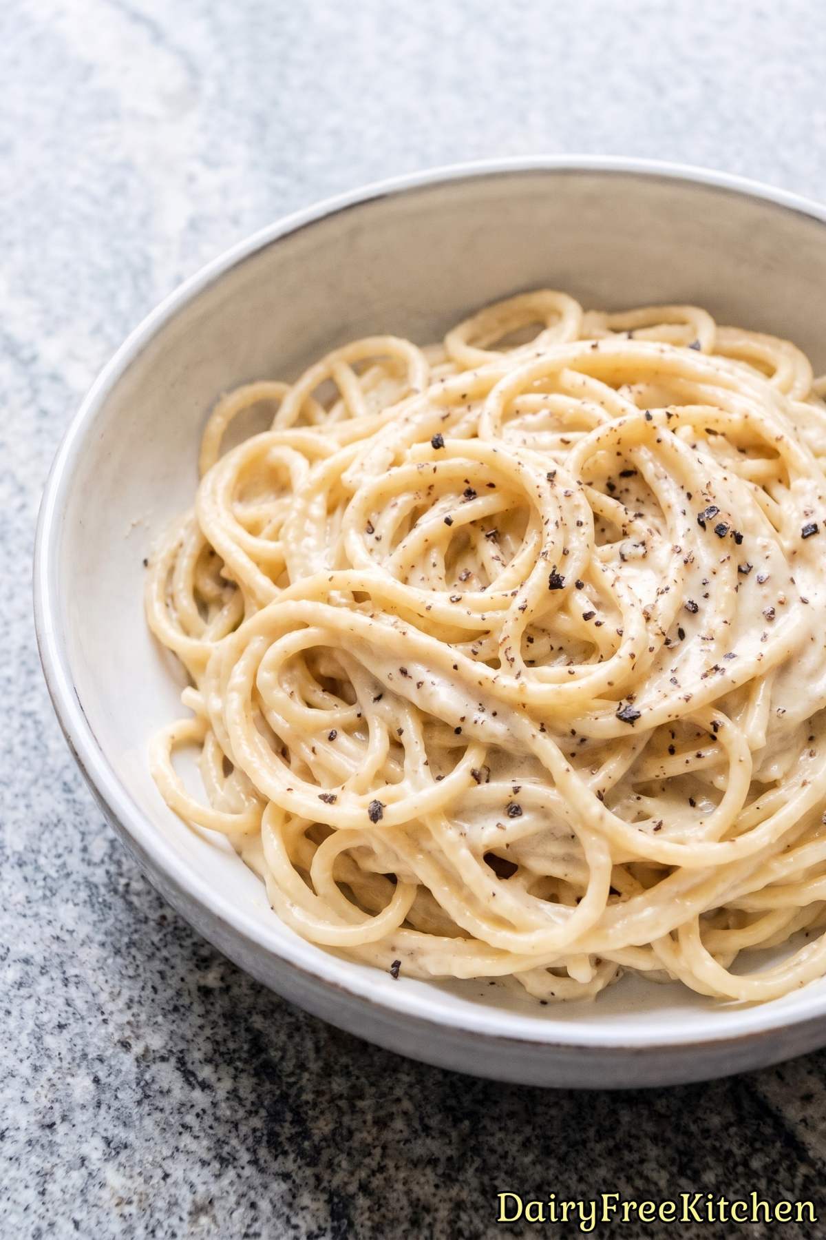 Simple dairy free cacio e pepe noodles