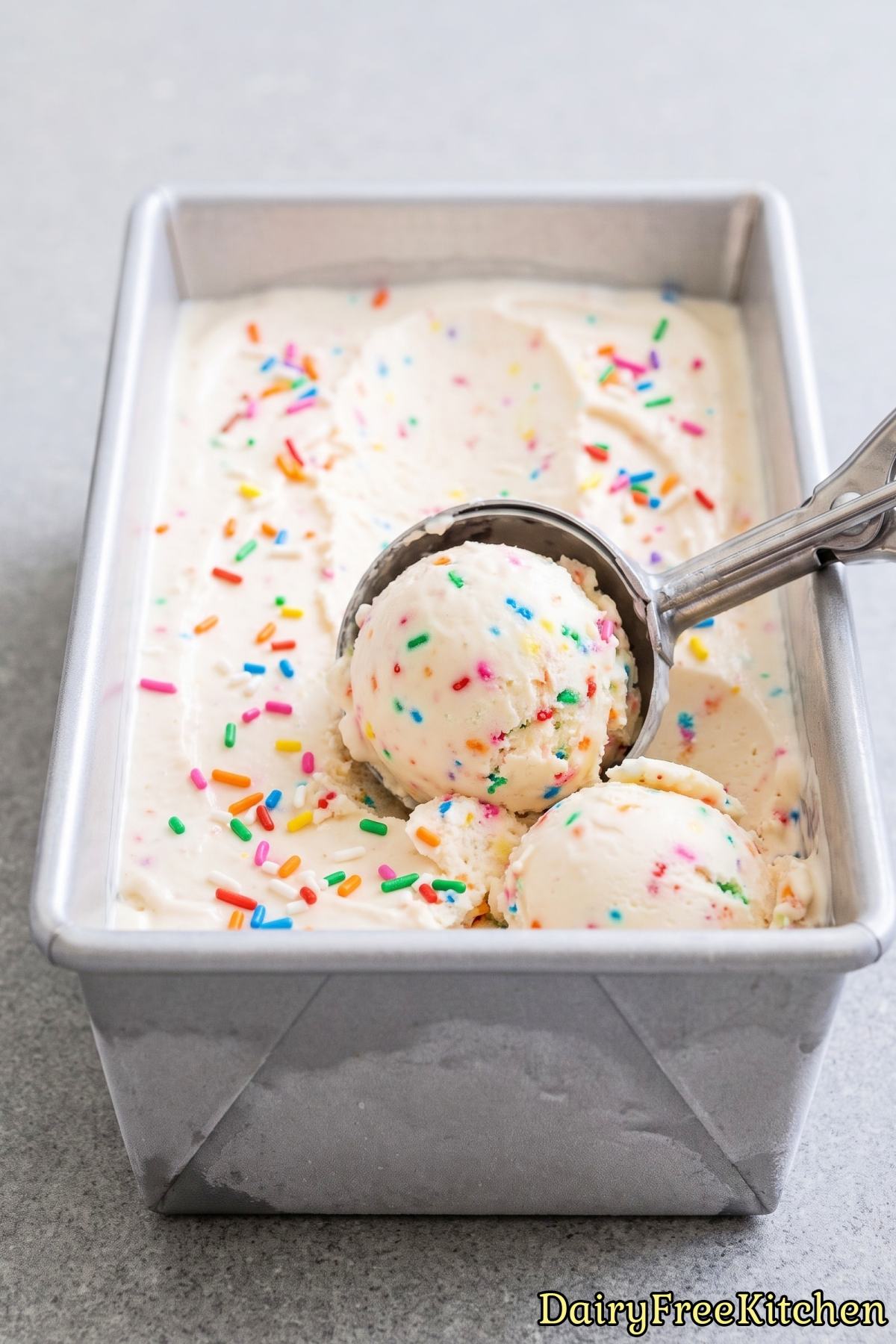 Creamy dairy free cake batter ice cream