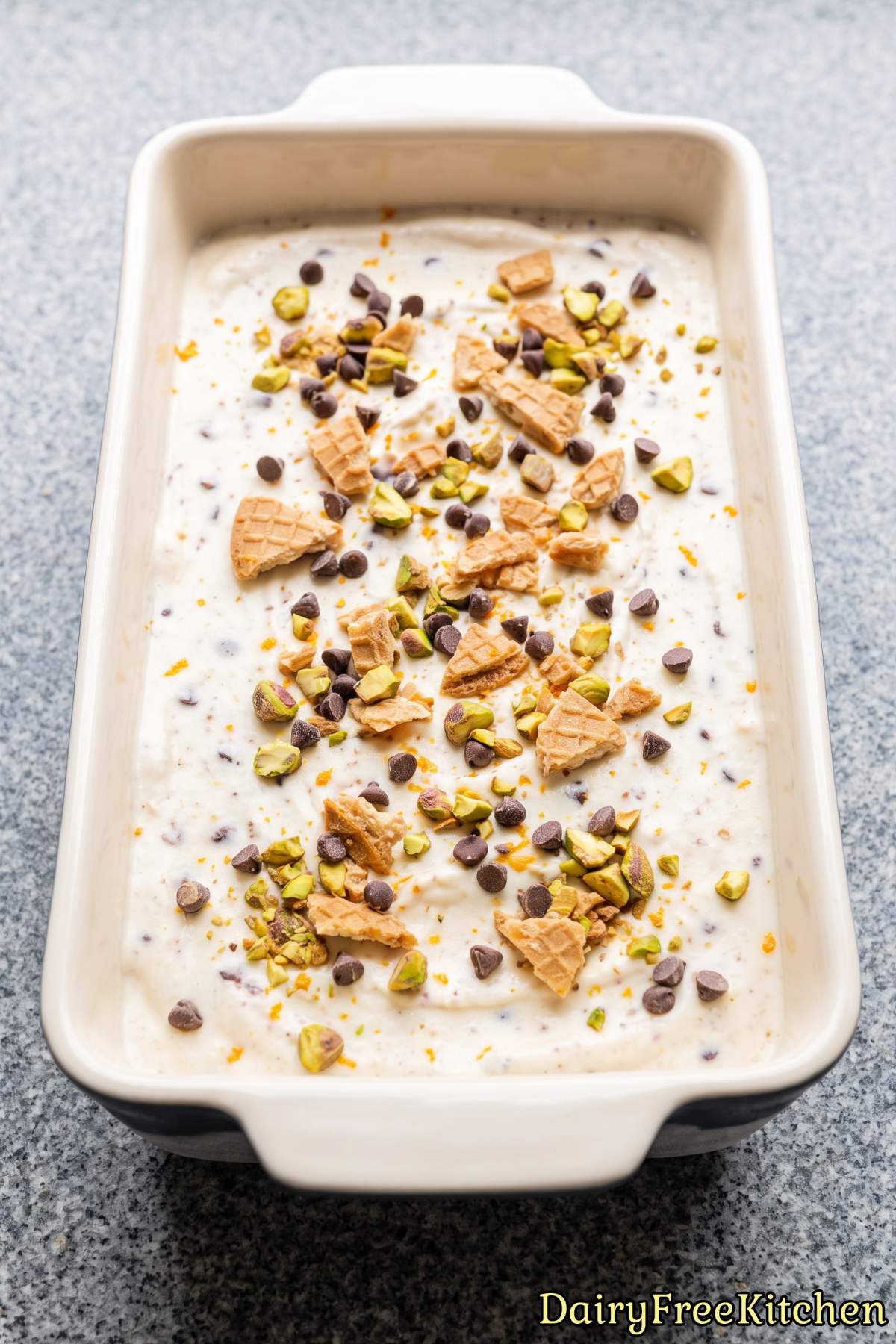 Bowl of sweet dairy free cannoli ice cream