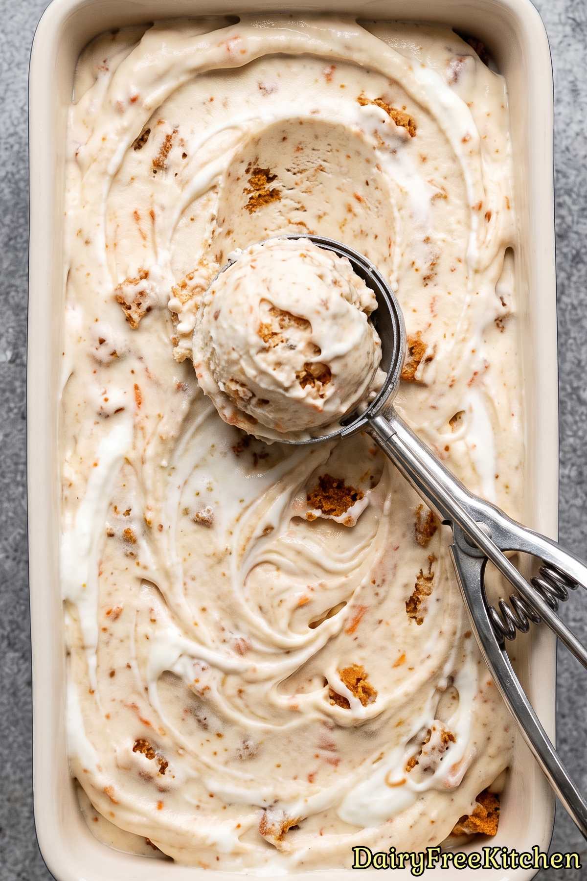 Bowl of dairy free carrot cake ice cream