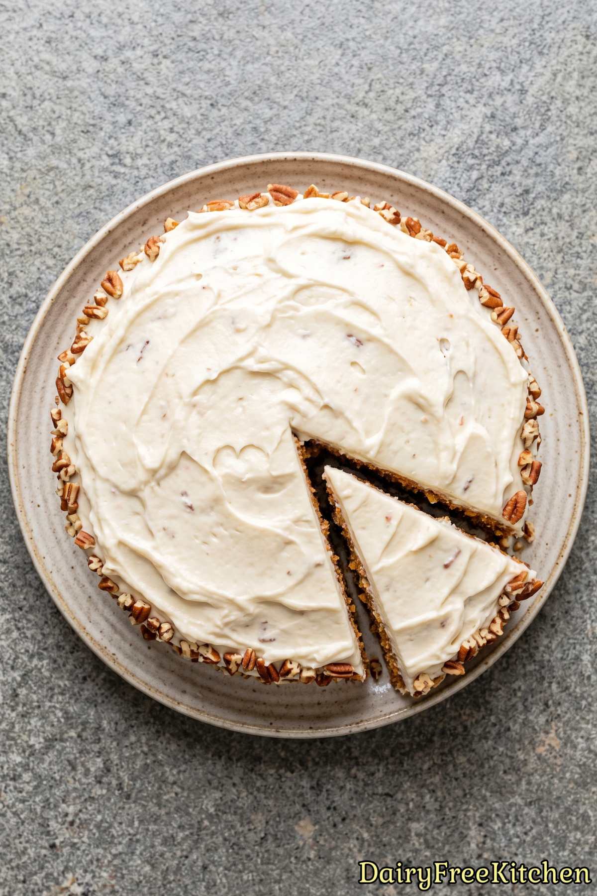 Fresh dairy free carrot cake with sweet frosting