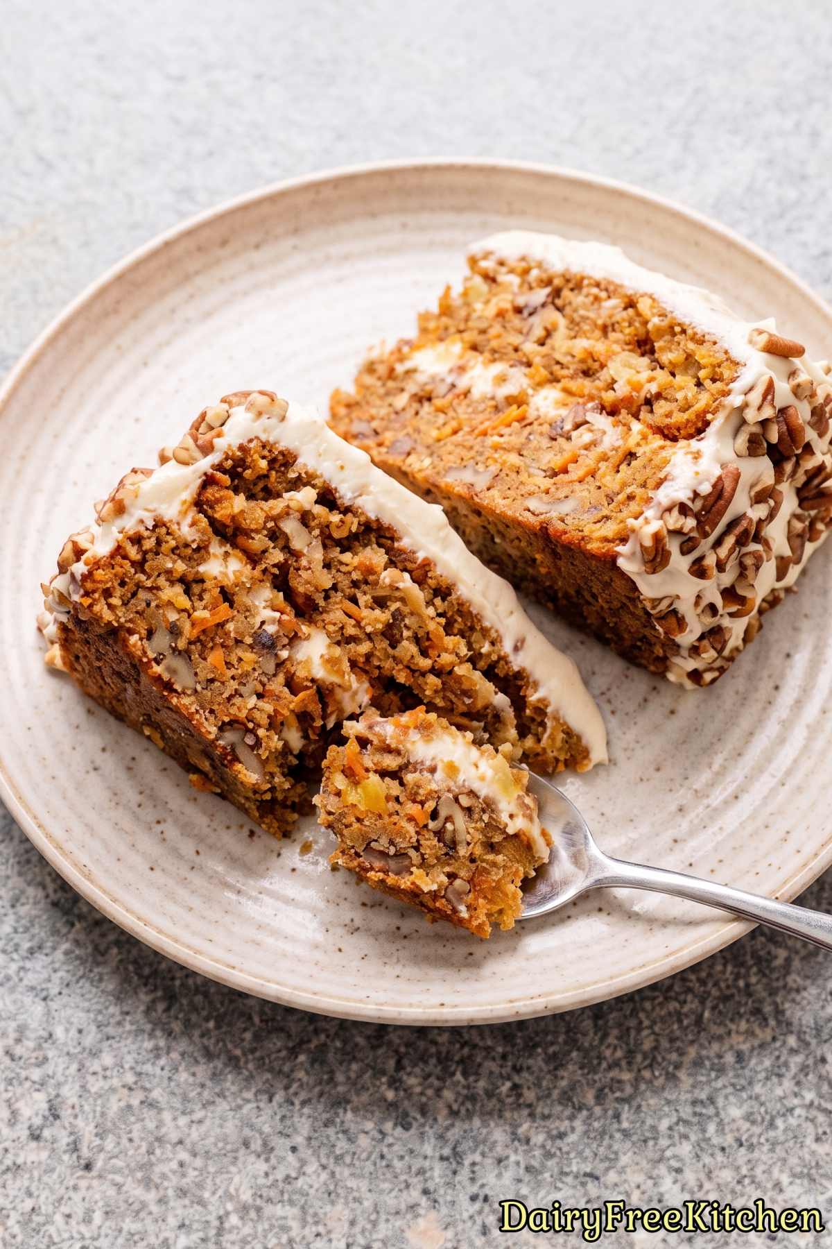 Fluffy dairy free carrot cake with cream cheese