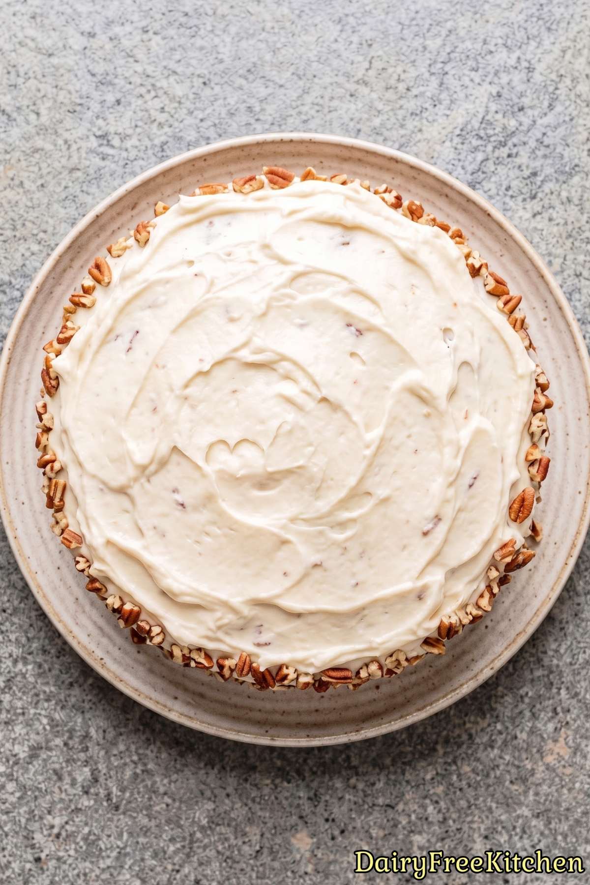 Homemade dairy free carrot cake with frosting