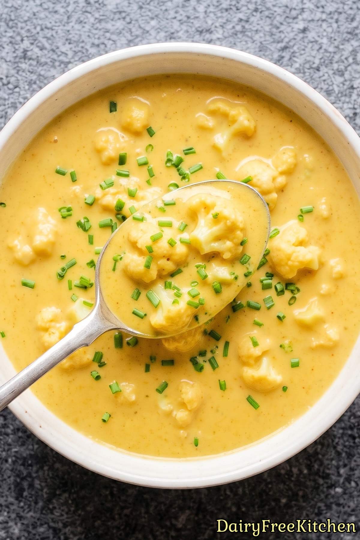 Savory cauliflower cheese soup, dairy free