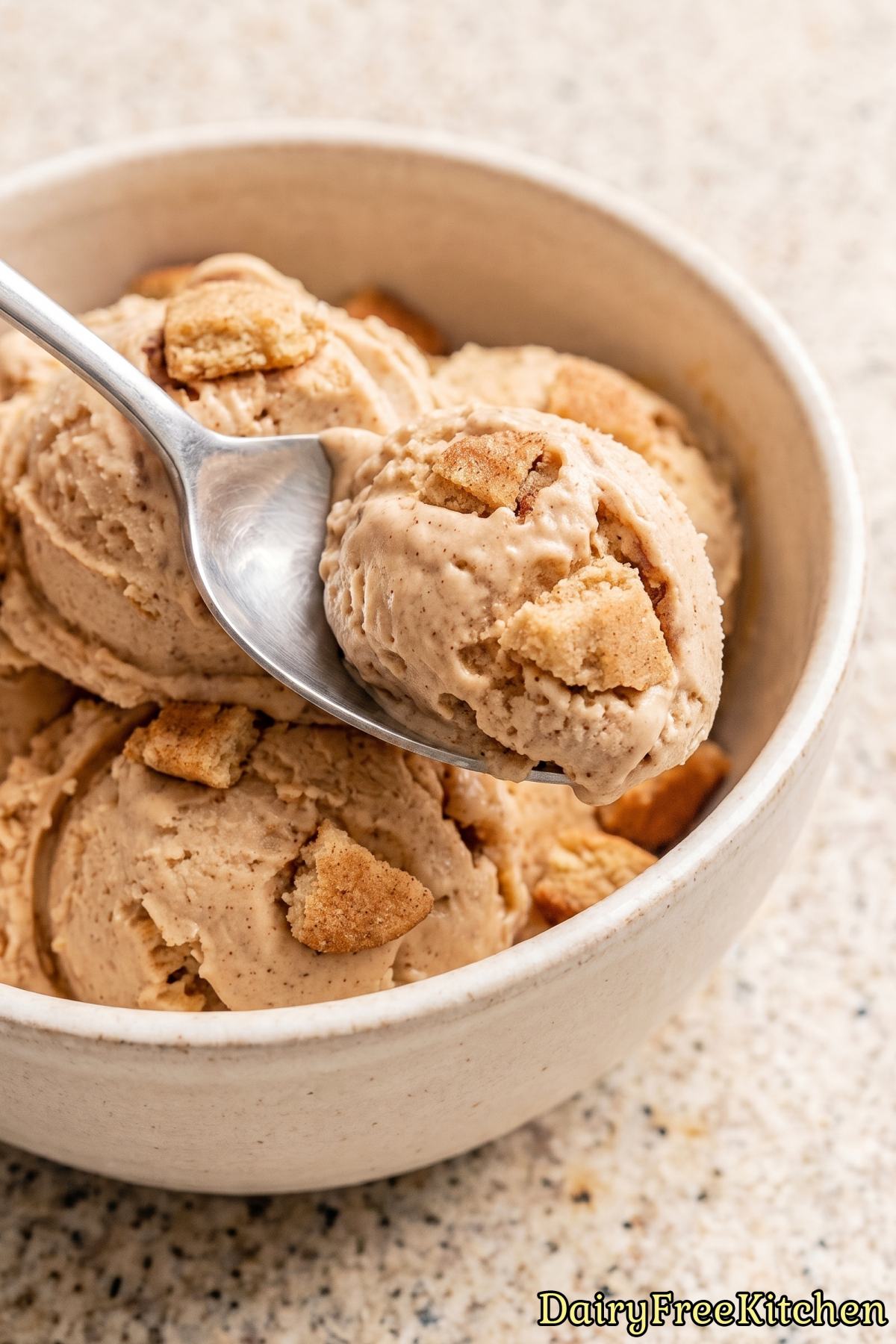 Scoop of vegan chai snickerdoodle ice cream