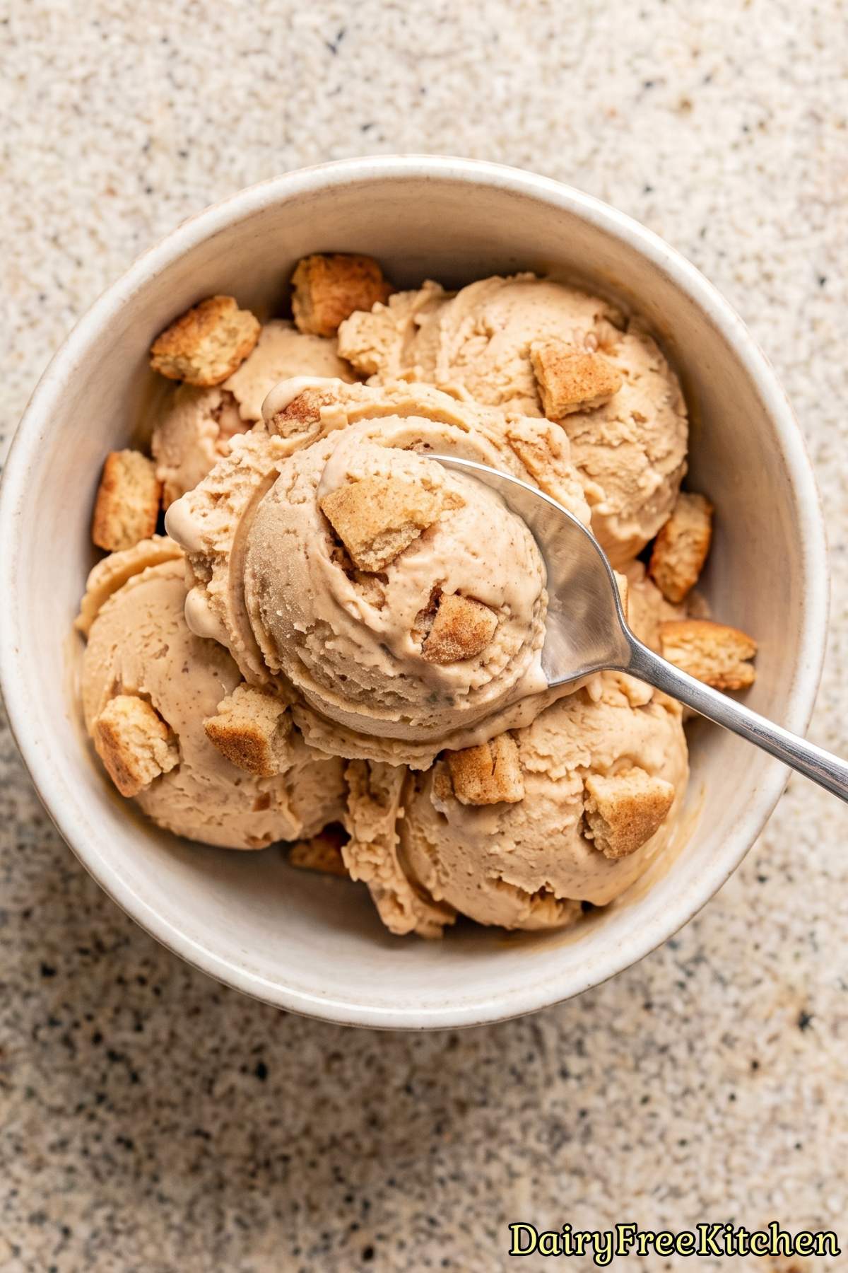 Bowl of dairy free chai snickerdoodle ice cream
