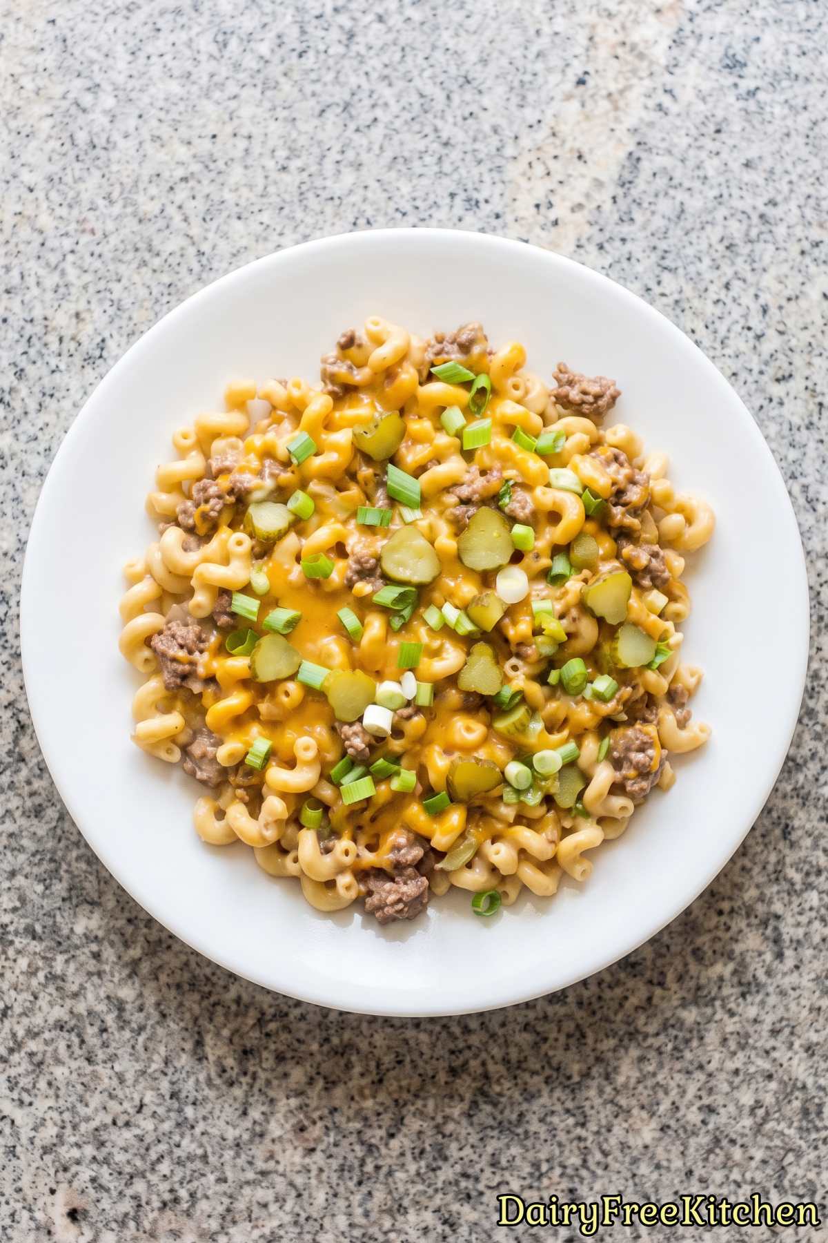 Easy dairy free cheeseburger pasta skillet