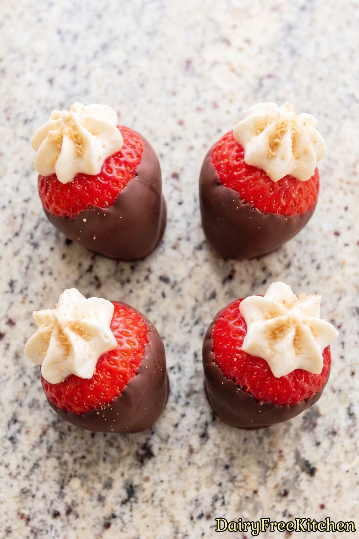 Chilled dairy free stuffed strawberries