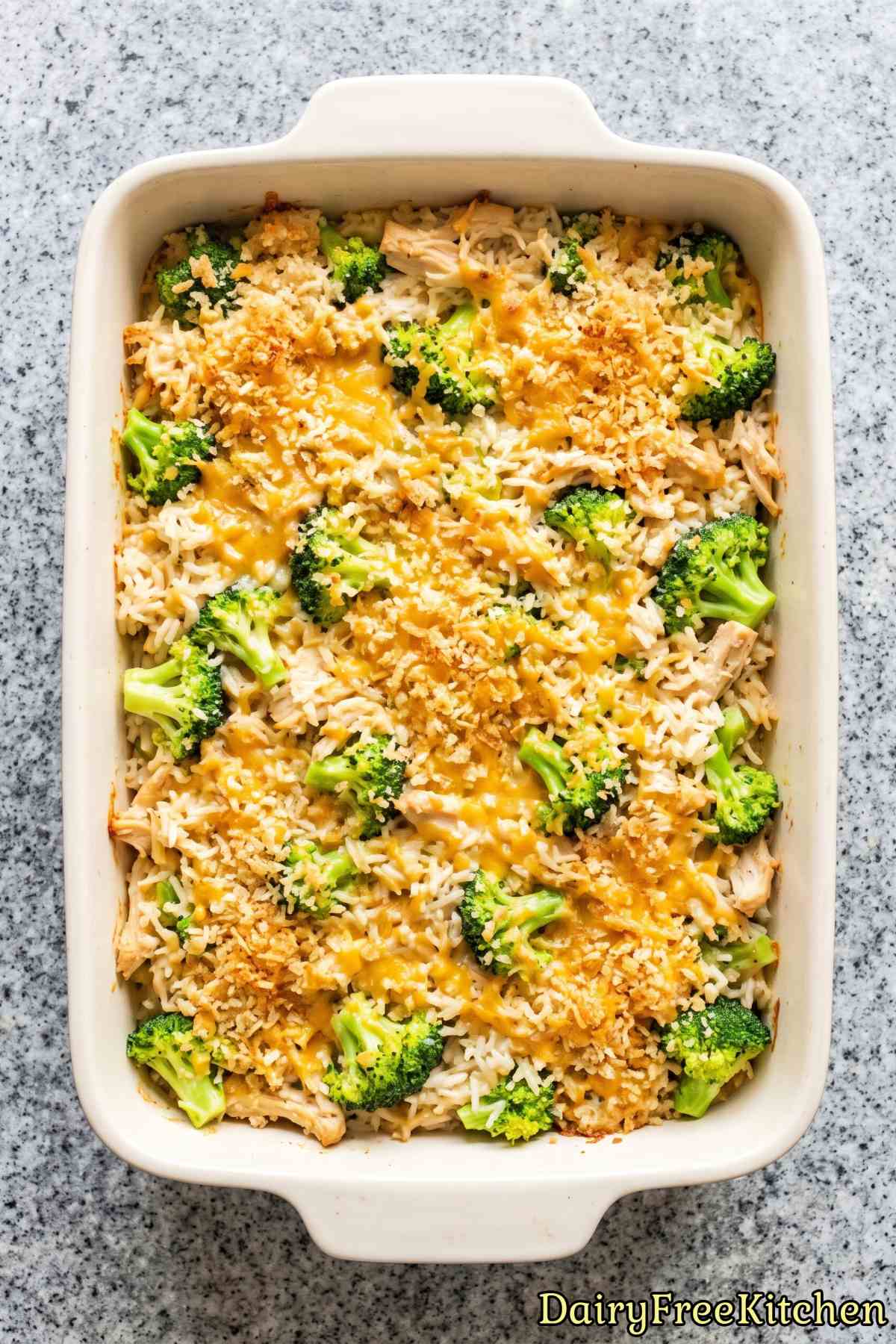 Baked cheesy chicken broccoli and rice