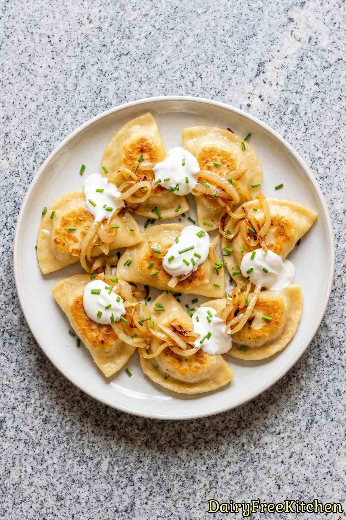 Fresh dairy free cheesy potato pierogi