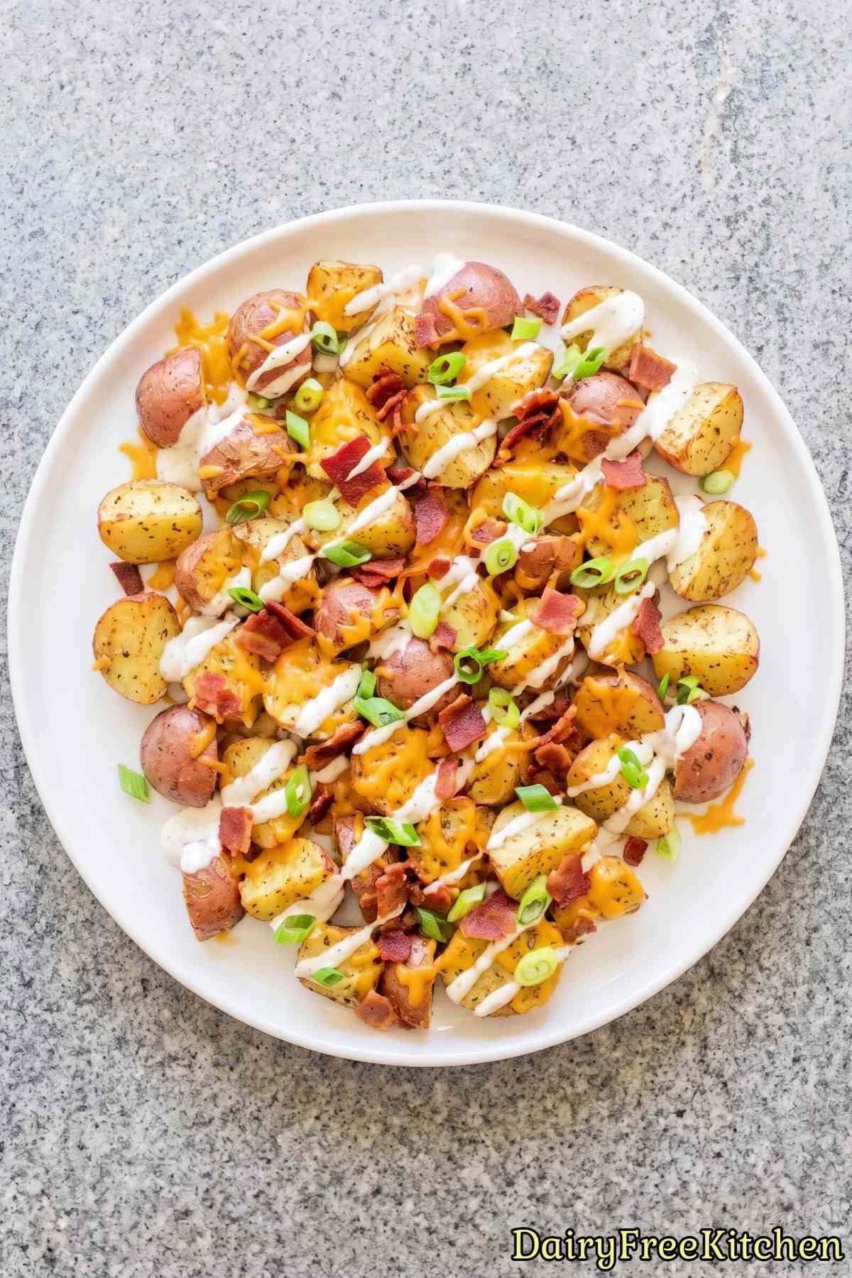 Crispy dairy free cheesy ranch potatoes