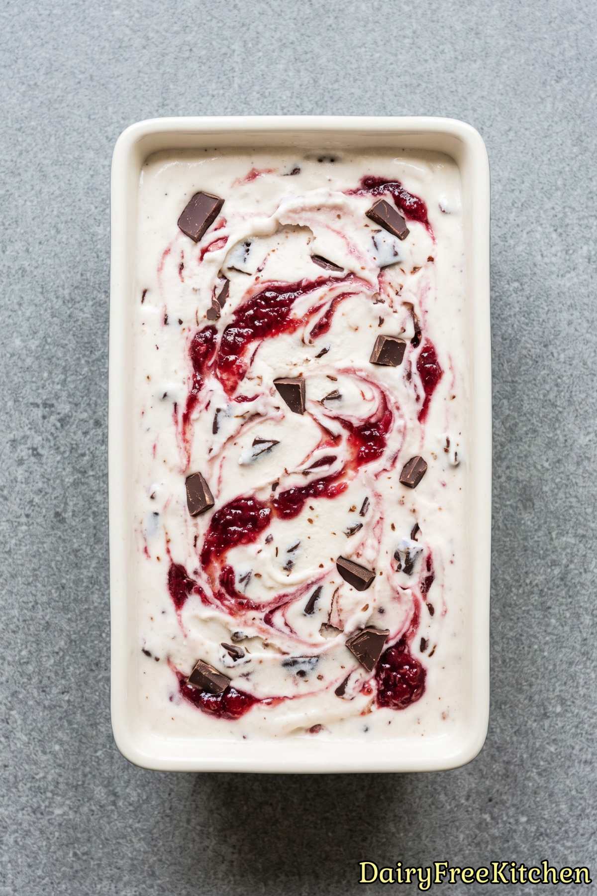 Decadent vegan cherry chocolate chunk ice cream