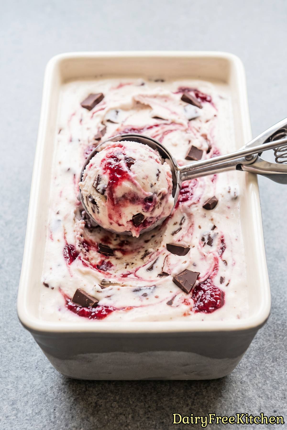 Sweet cherry chocolate chunk dairy free ice cream