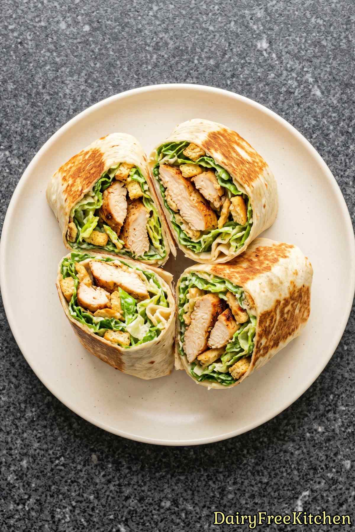 Easy homemade dairy free chicken caesar wrap
