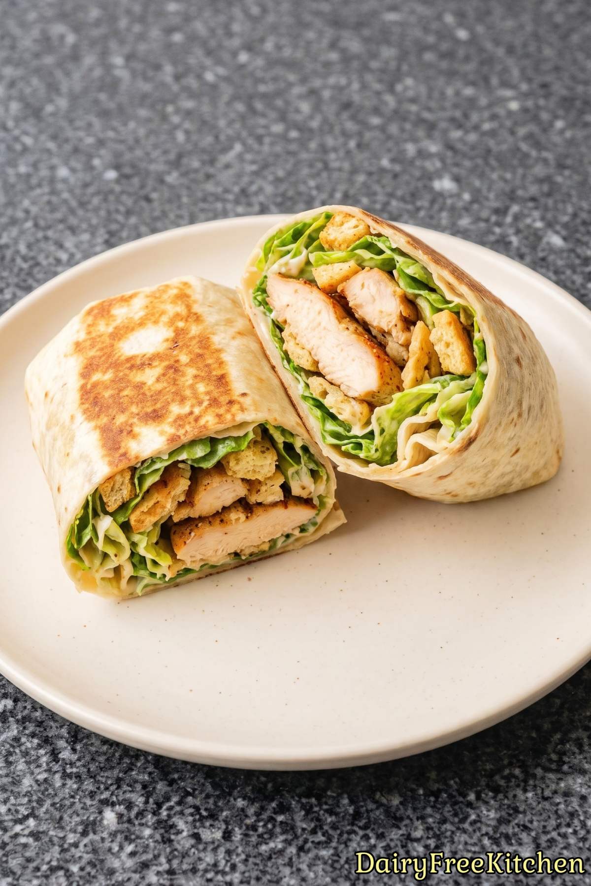 Juicy chicken caesar wrap, dairy free