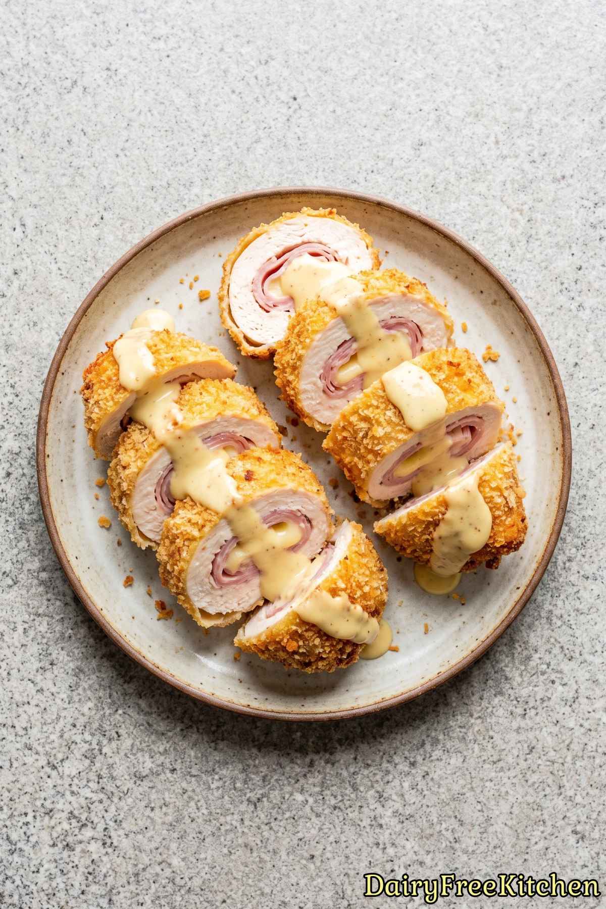 Easy baked dairy free chicken cordon bleu