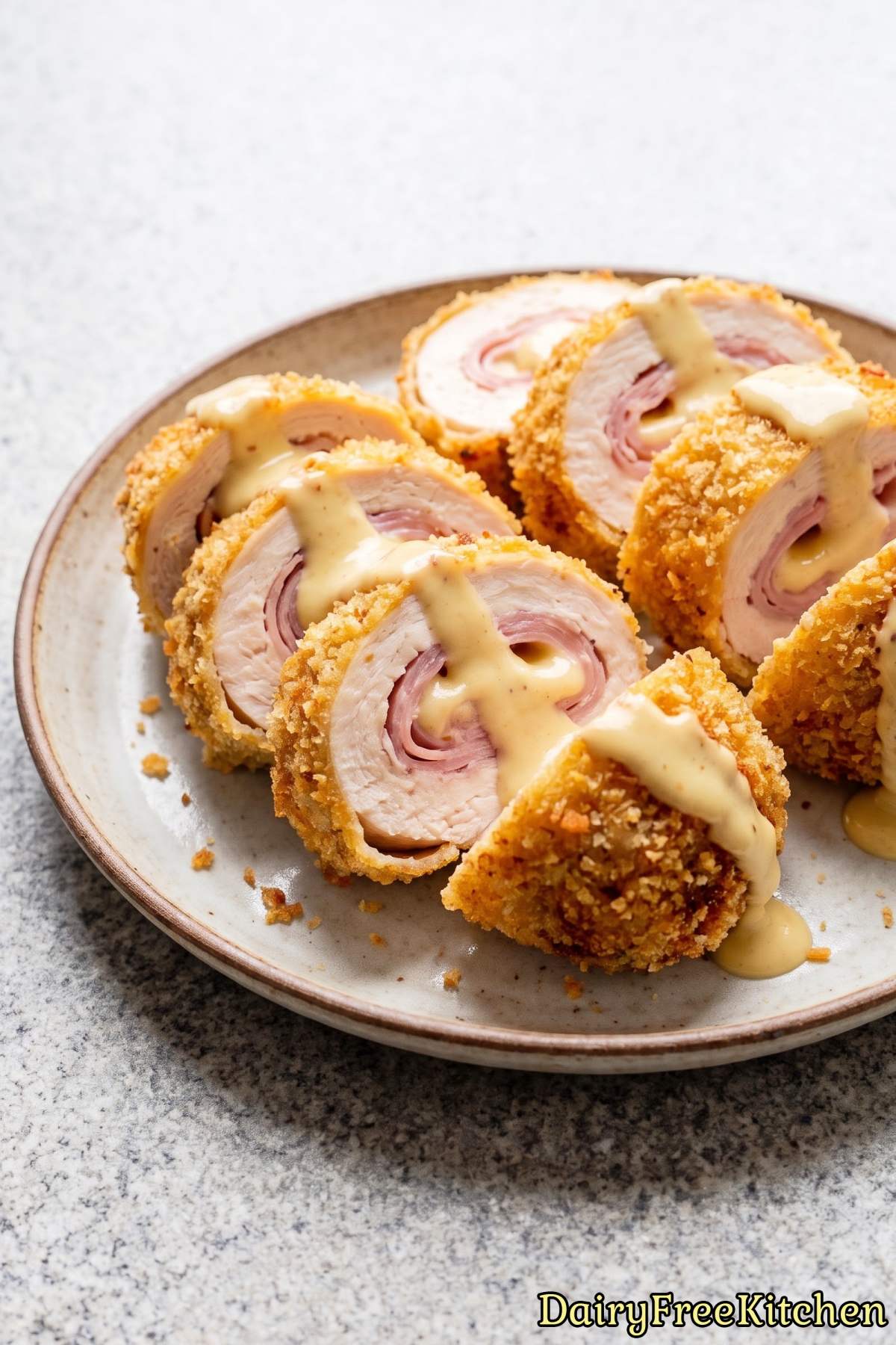 Dairy free chicken cordon bleu with ham