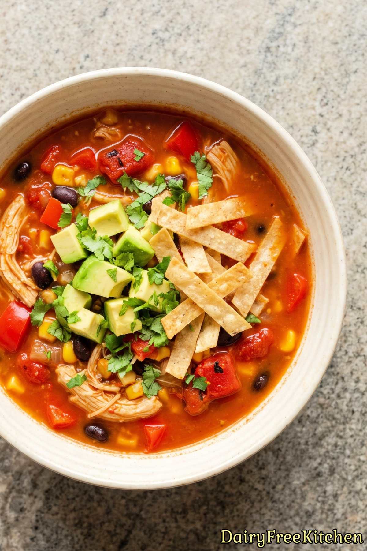 Homemade chicken enchilada soup, no dairy