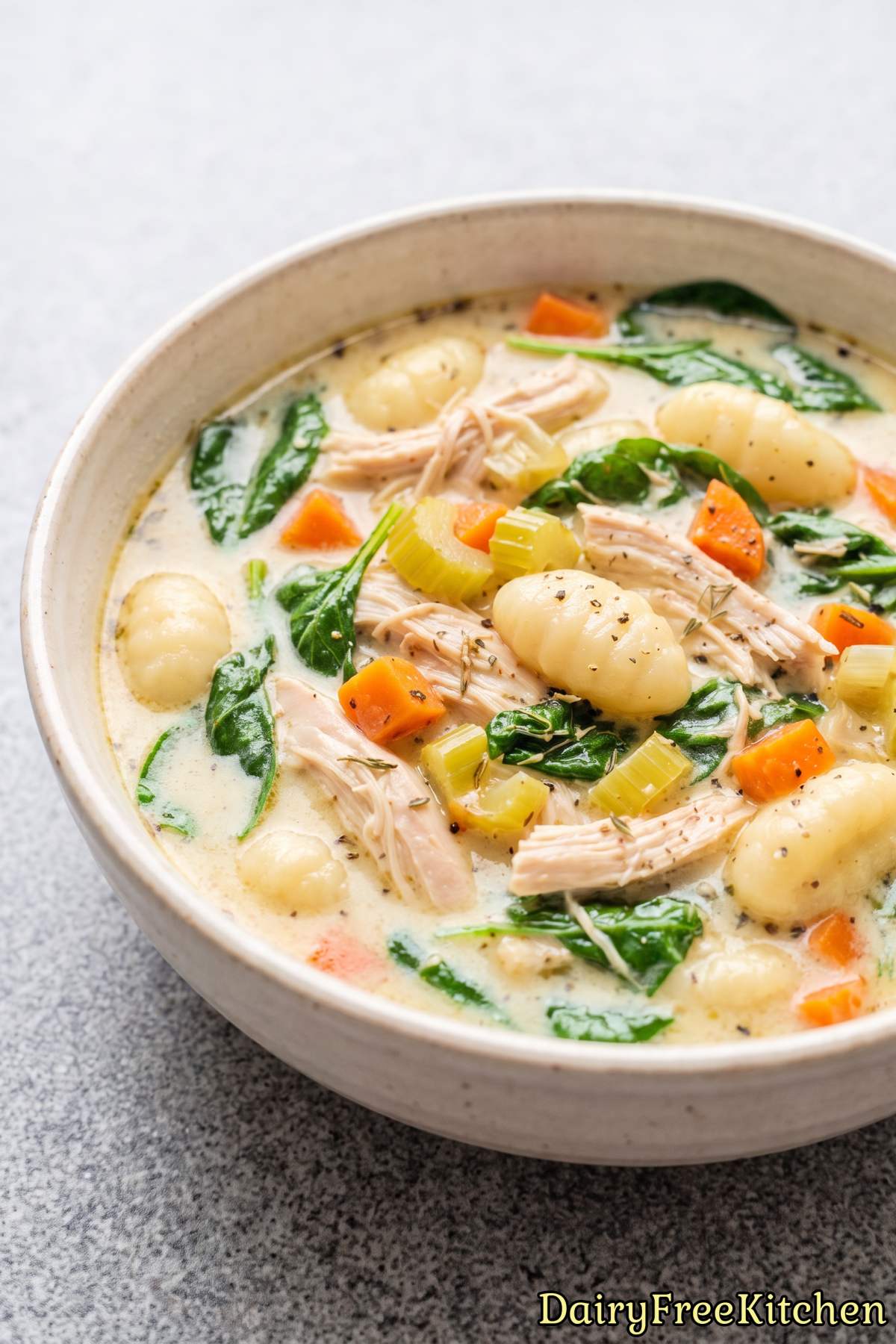 Delicious dairy free chicken gnocchi soup