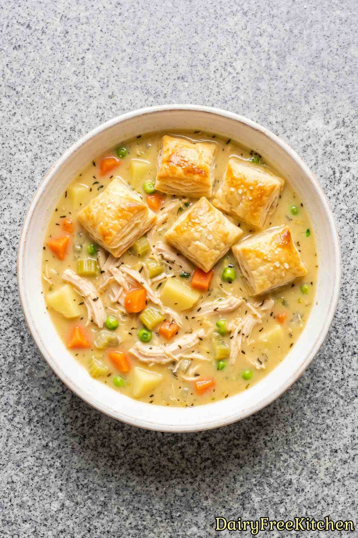 Simple dairy free chicken pot pie soup