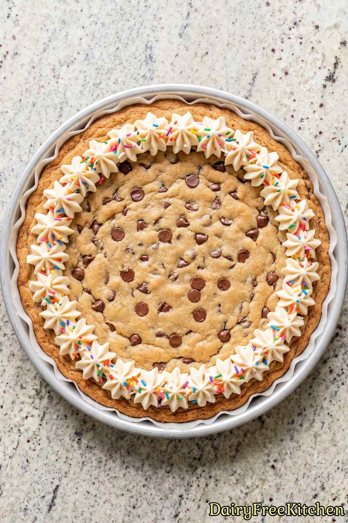 Dairy free chocolate chip cookie cake